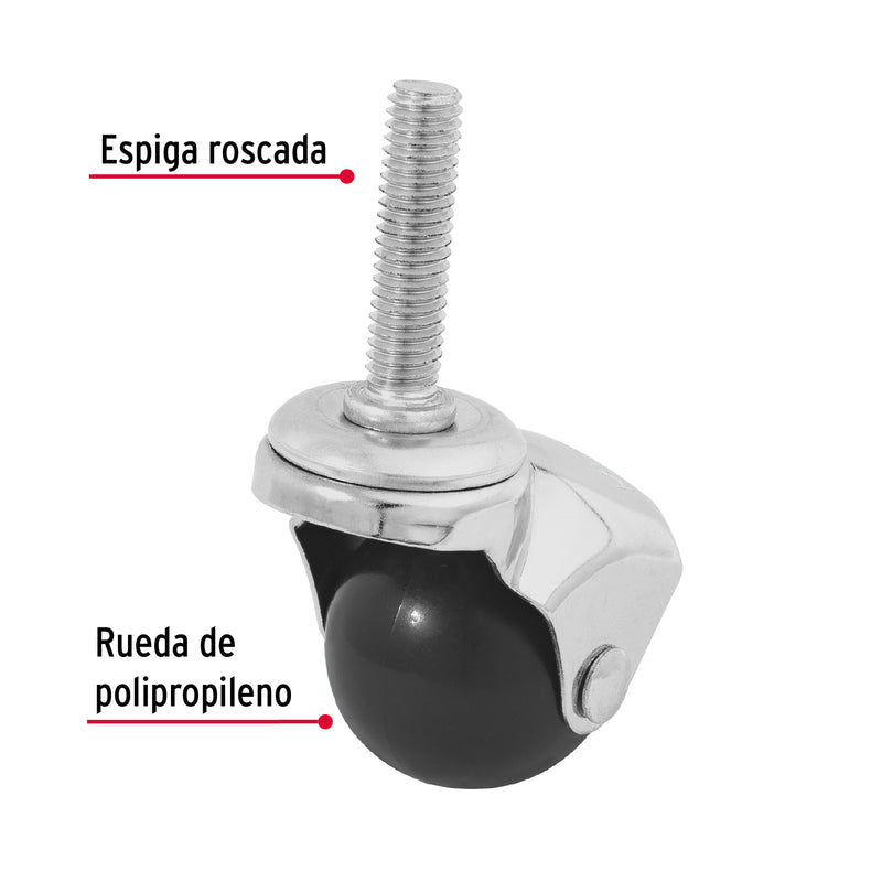 Rodaja esférica,  40 mm con espiga,  Fiero