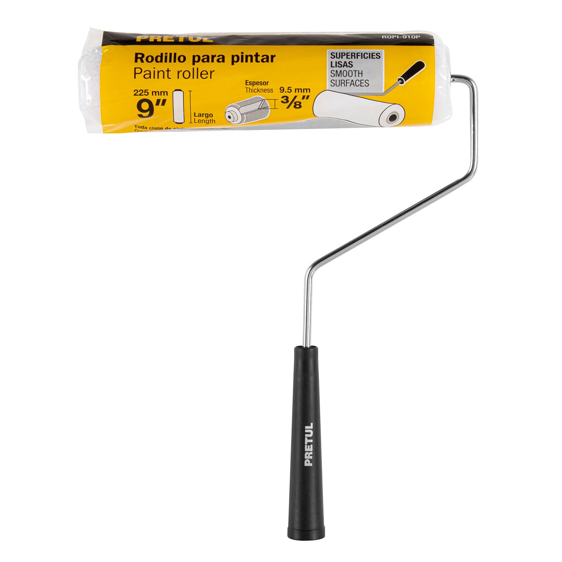 Rodillo para pintar, 9 x 3/8", superficies lisas, Pretul