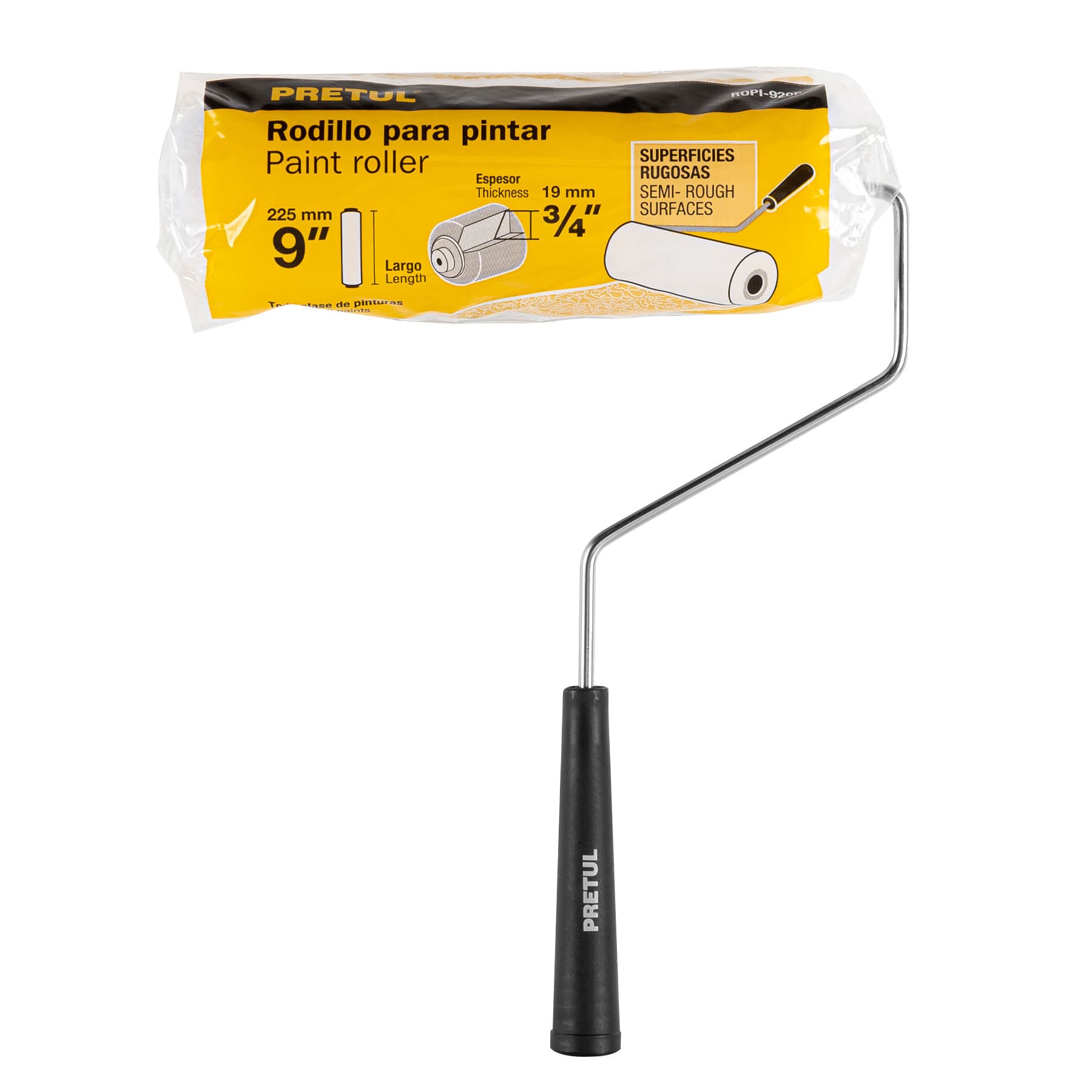Rodillo para pintar, 9 x 3/4", superficies rugosas, Pretul