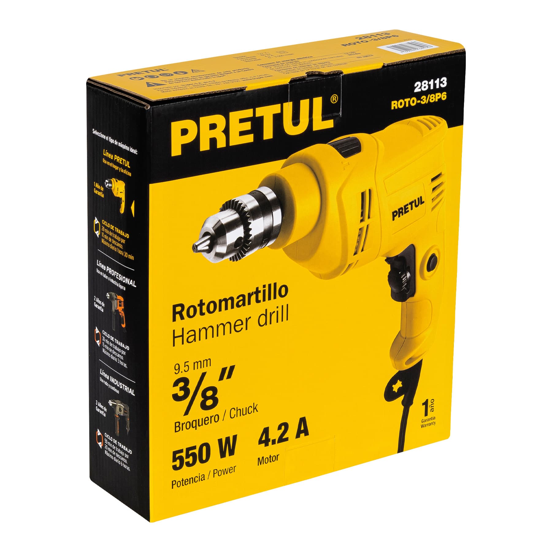 Rotomartillo 3/8", 550W, Pretul