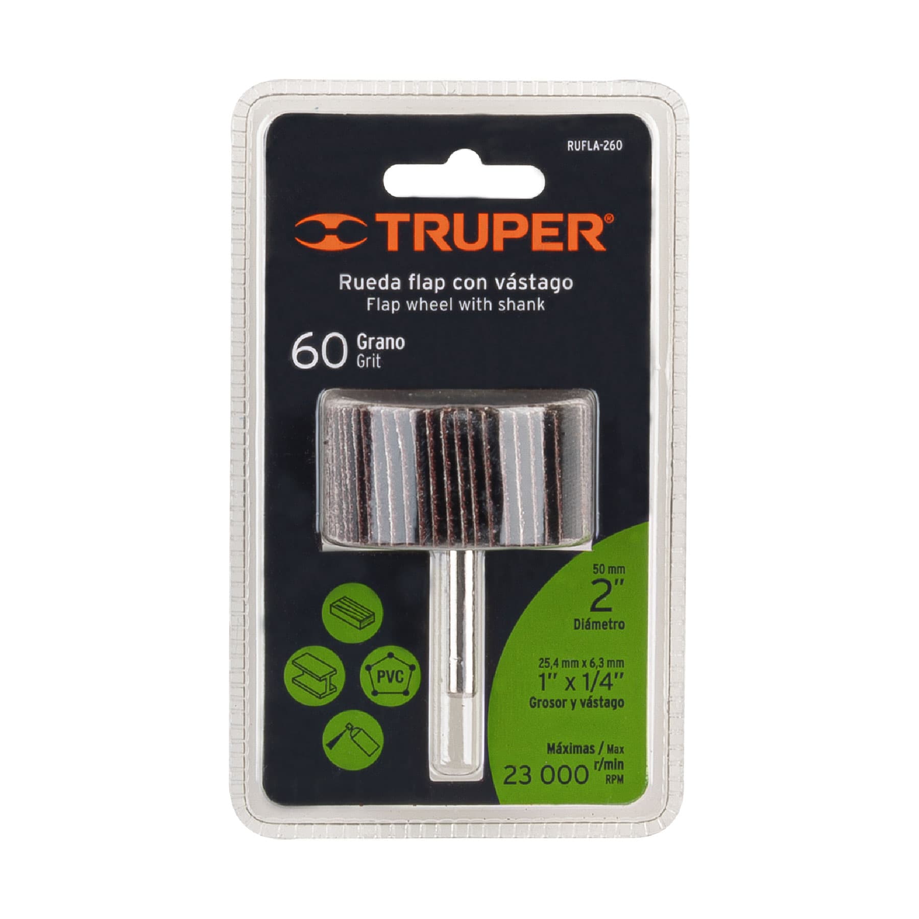 Rueda flap de 2", grano 60, Truper