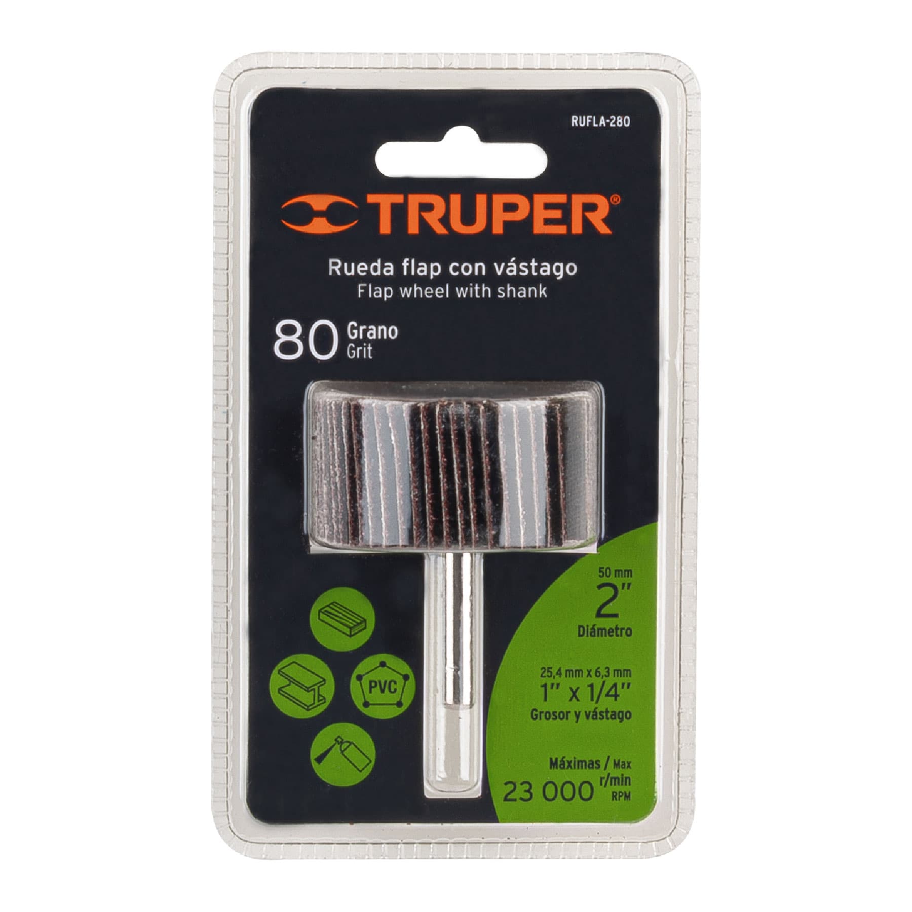 Rueda flap de 2", grano 80, Truper