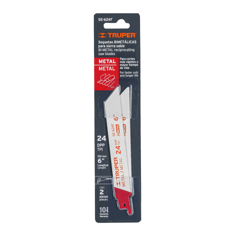 blíster con 2 seguetas sierra sable 6" 24 DPP para metal