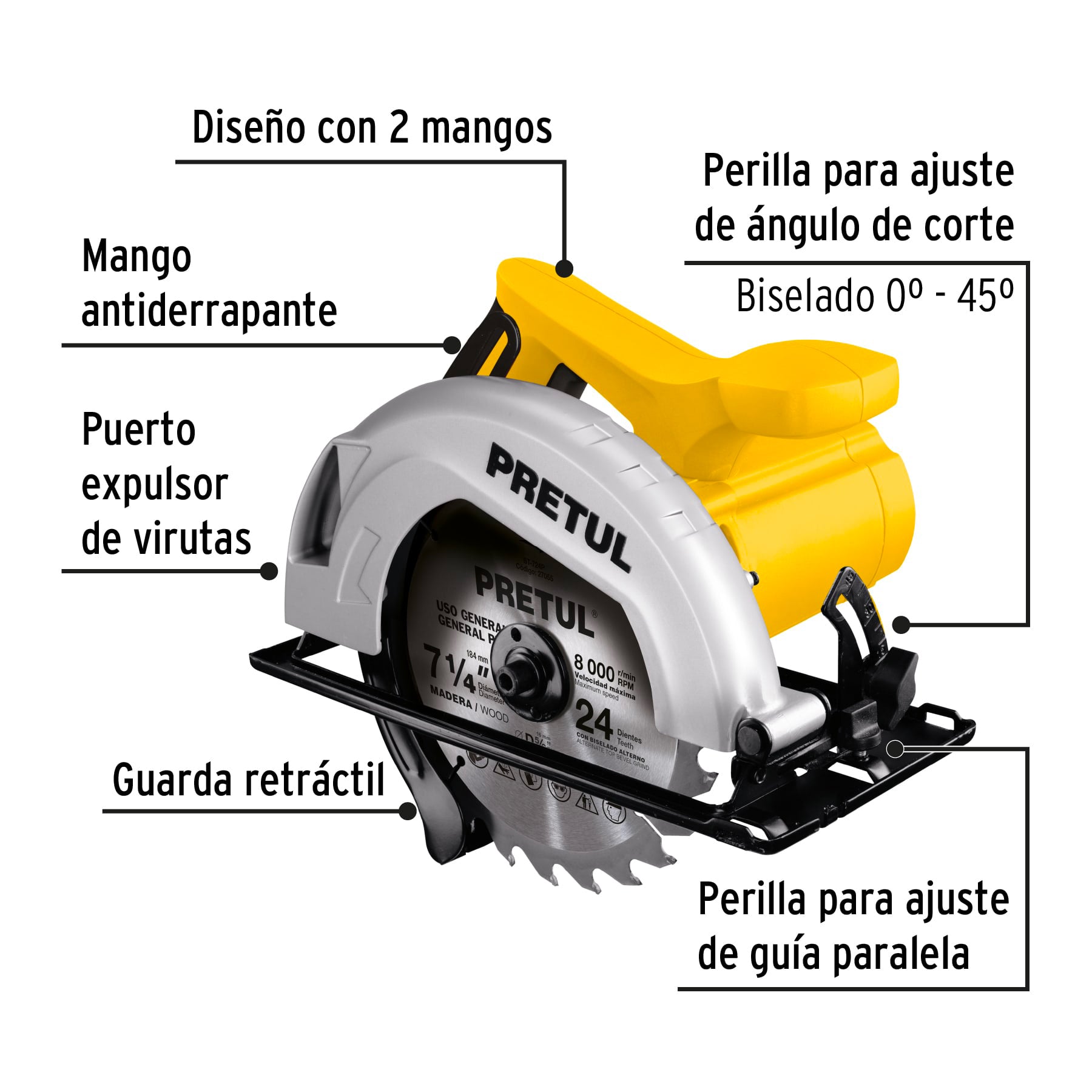 Sierra circular 7-1/4", 1200W, Pretul