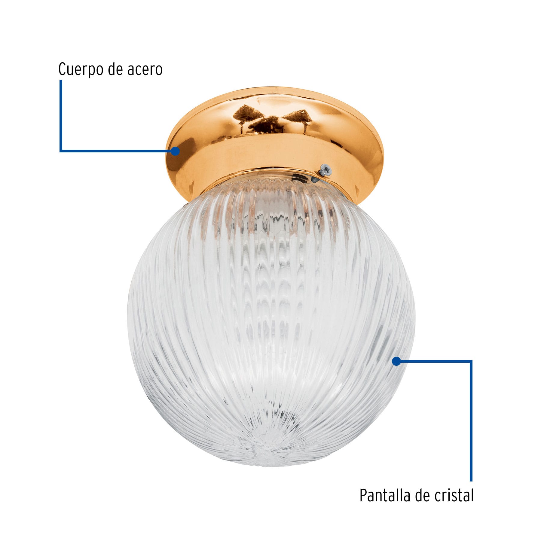 Luminario decorativo 19x16 cm pantalla cristal, sin lámpara