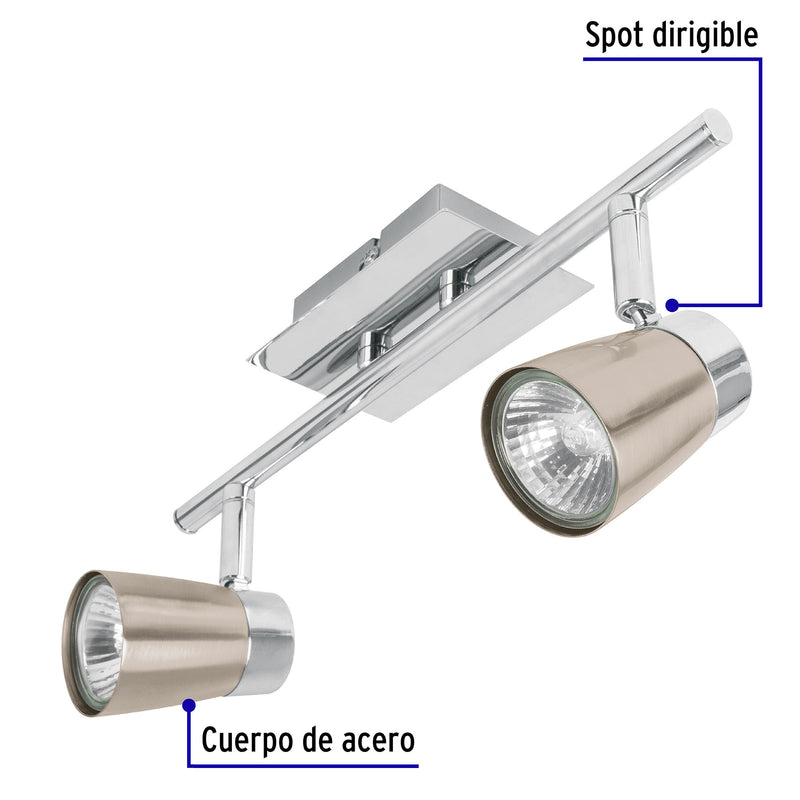Luminario de sobreponer con 2 spots base GU10,  Volteck