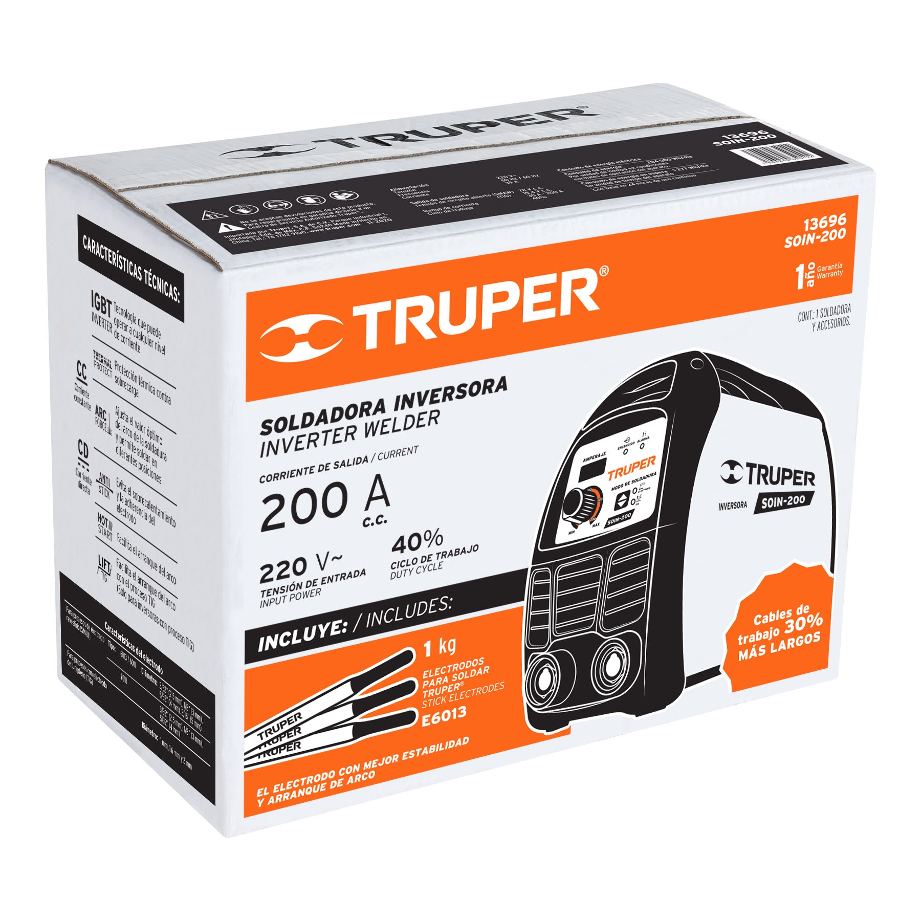 Soldadora inversora 200A, 220V, Truper