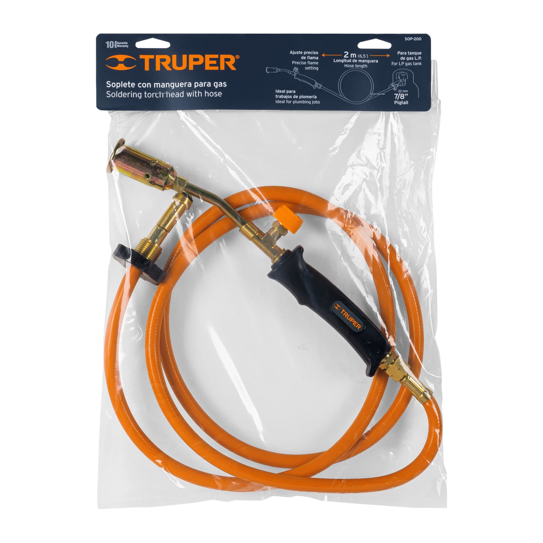 Soplete con manguera para gas de 7/8" 200 PSI, Truper
