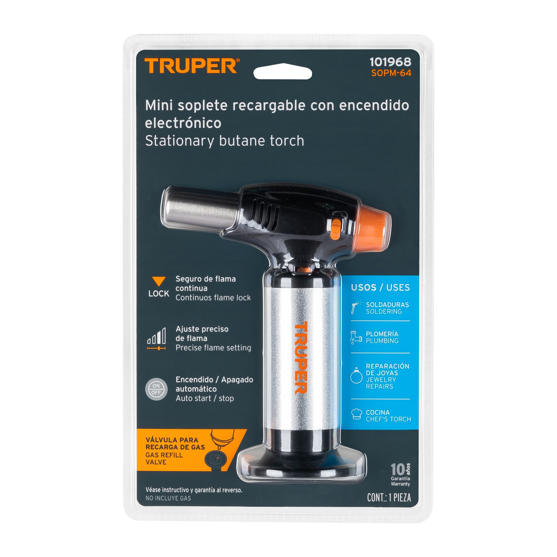 Mechero recargable para flamear alimentos de 64ml, Truper