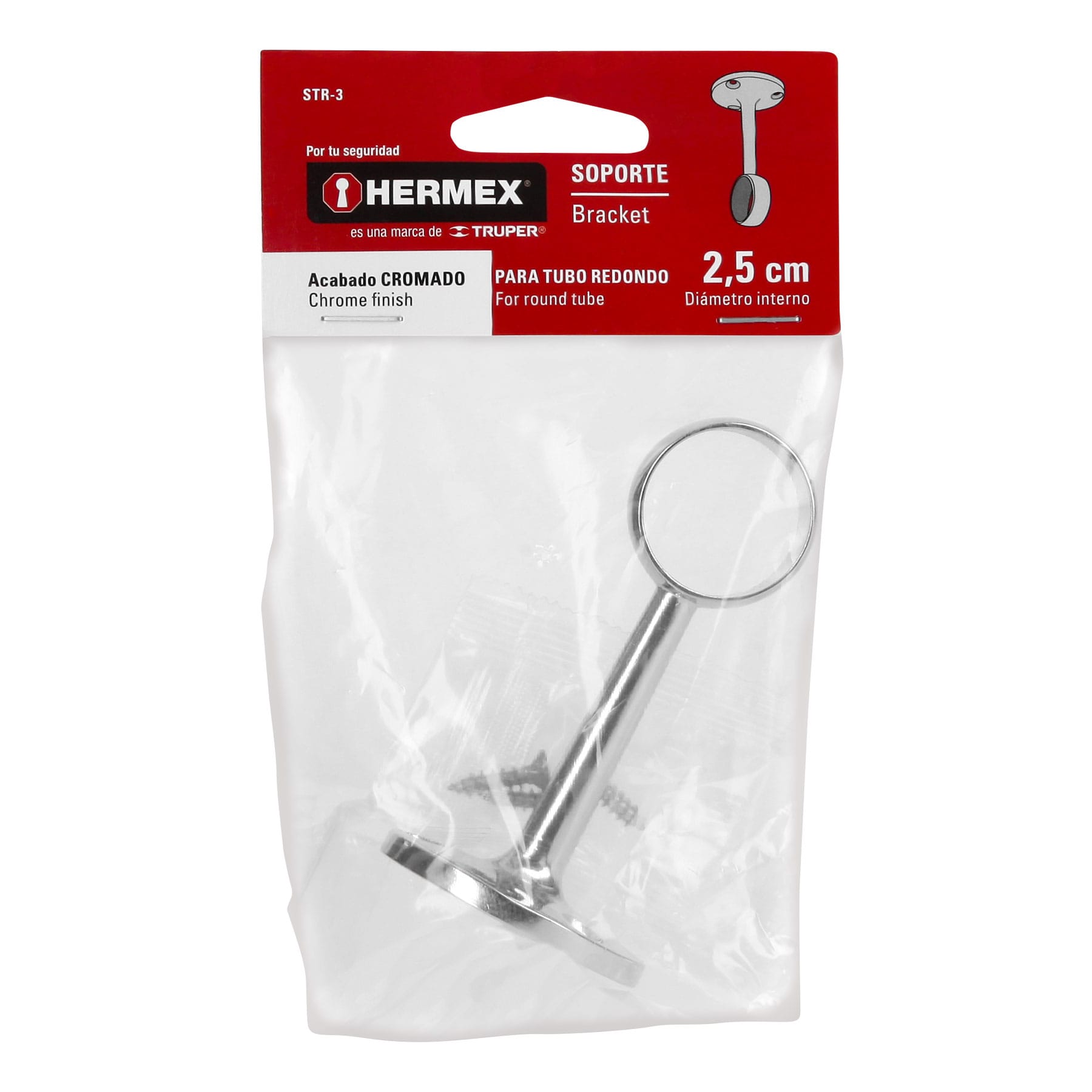 Soporte central para tubo redondo de clóset, Hermex