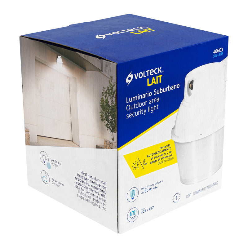 Luminario suburbano de ABS 65 W sensor de luz,  con Lámpara