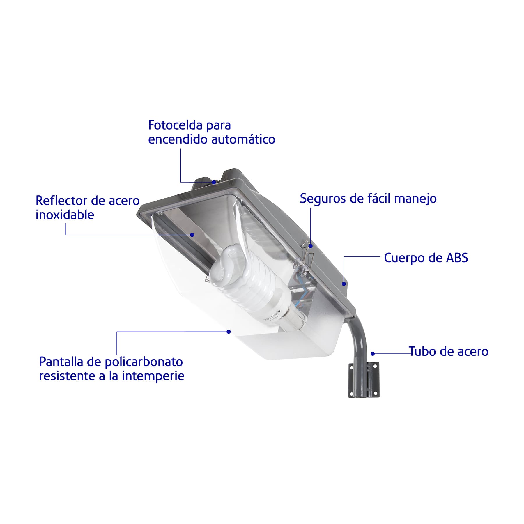 Luminario suburbano de ABS 45 W sensor de luz, con lámpara