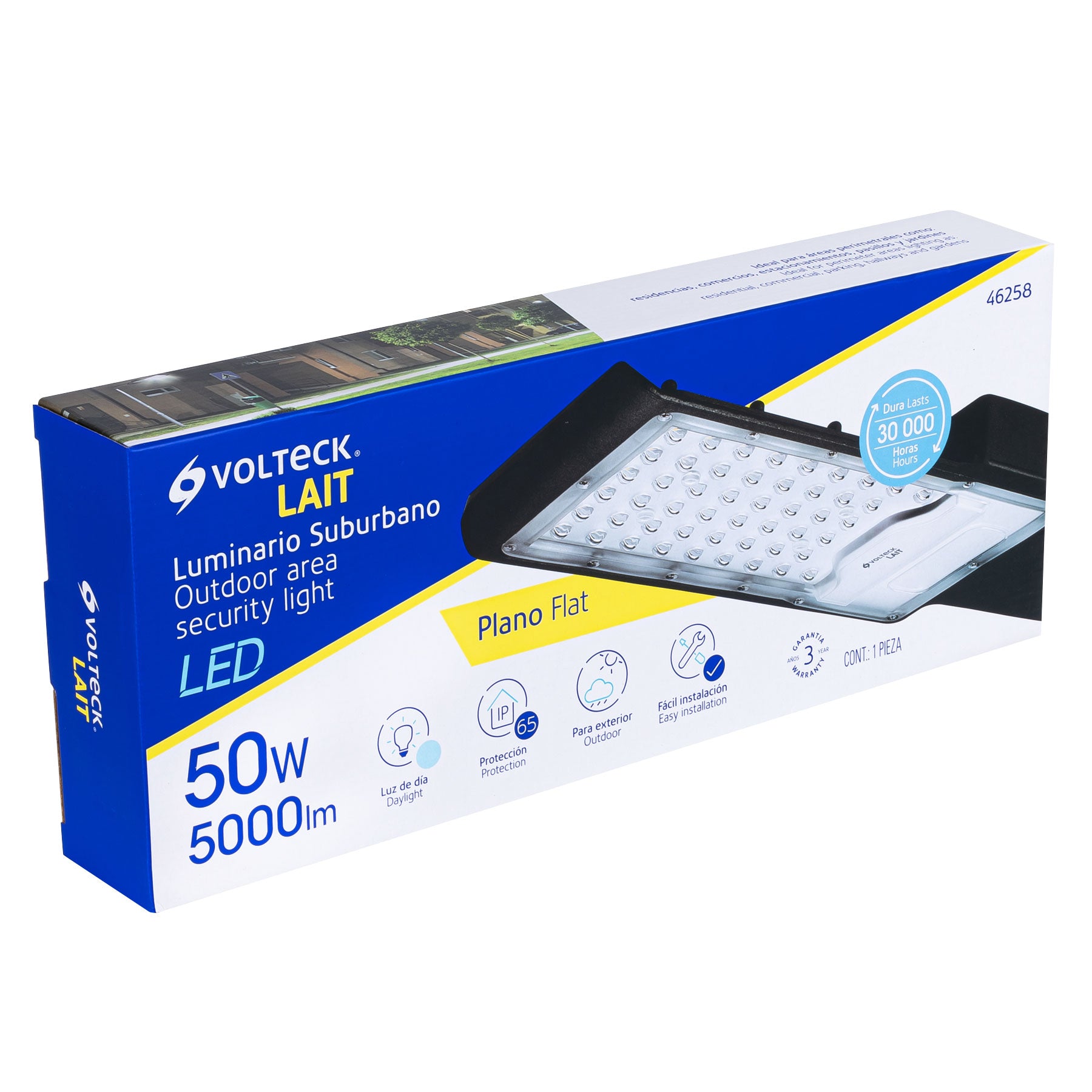 Luminario suburbano plano de LED 50 W alta intensidad