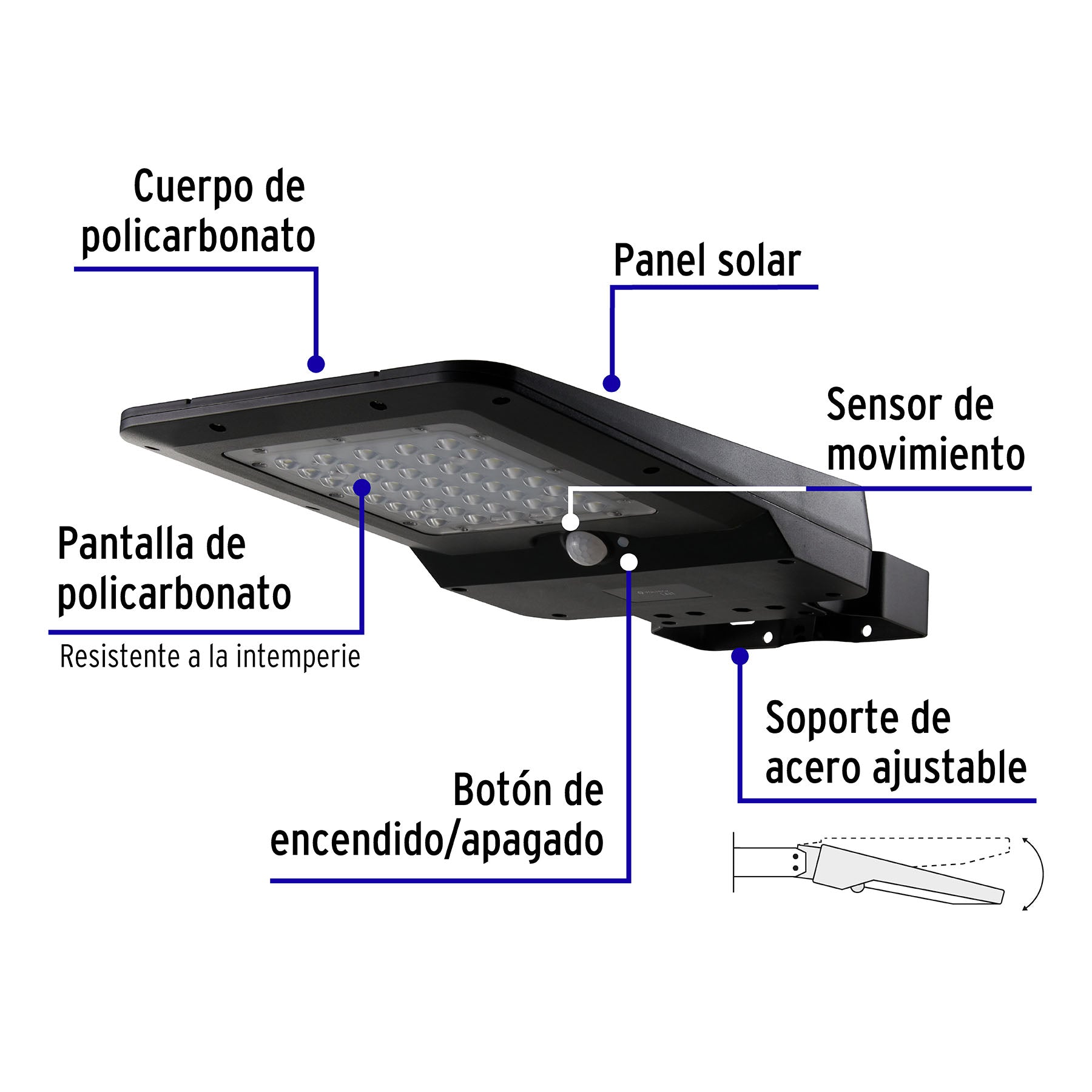 Luminario suburbano de LED 15 W con panel solar, Volteck