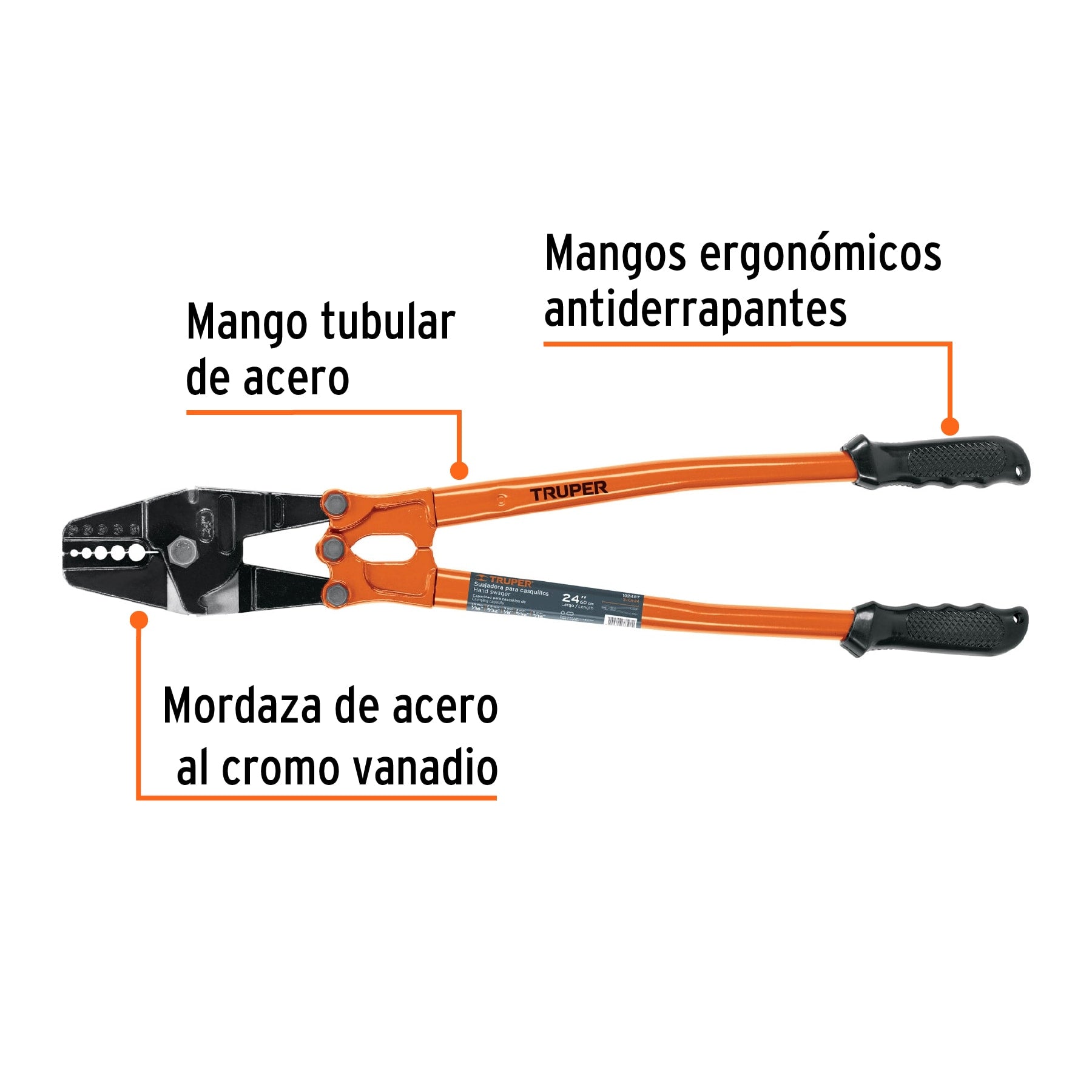 Suajadora 24" para casquillos con cortador de cable, Truper