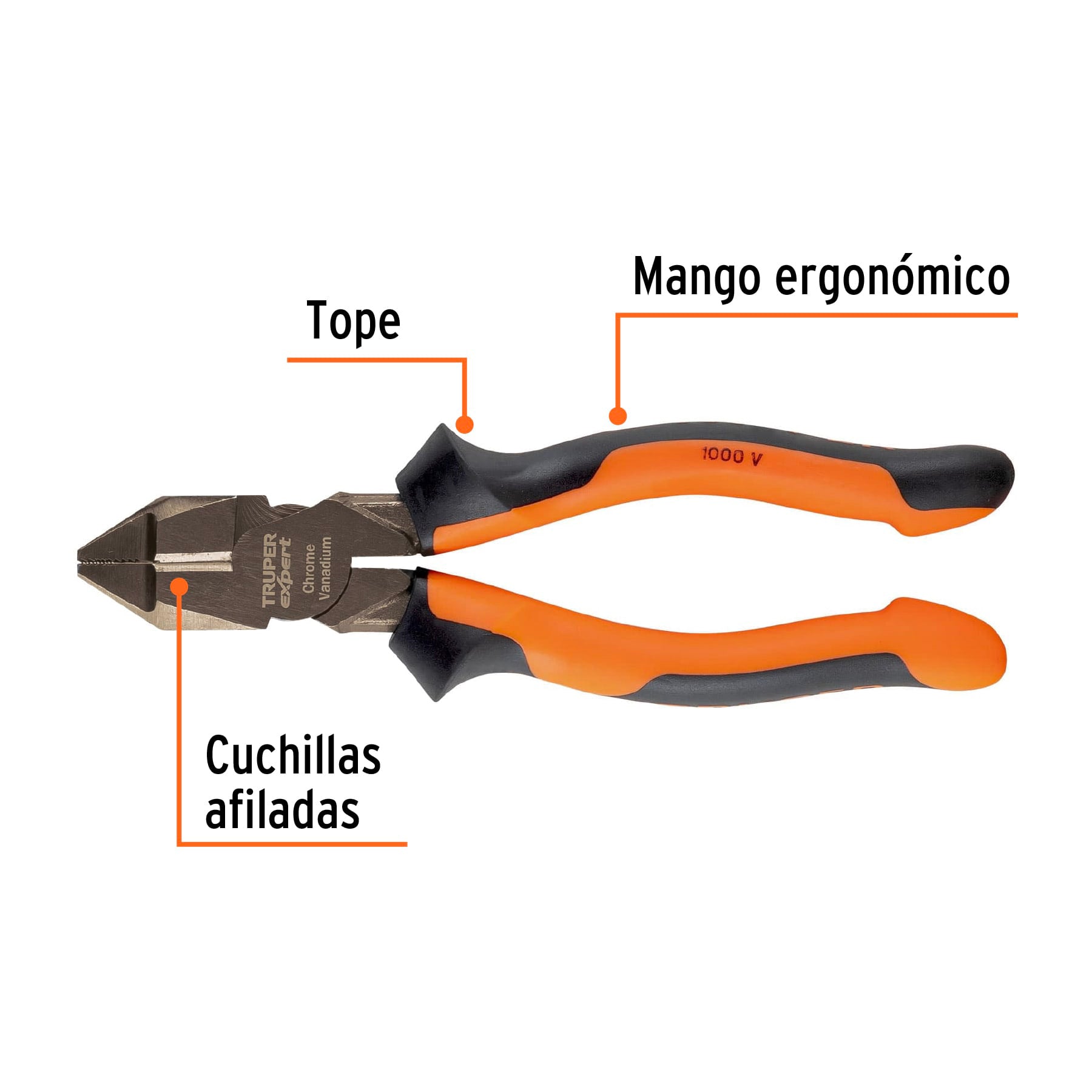 Pinza electricista 7" uso rudo, alta palanca, Comfort Grip