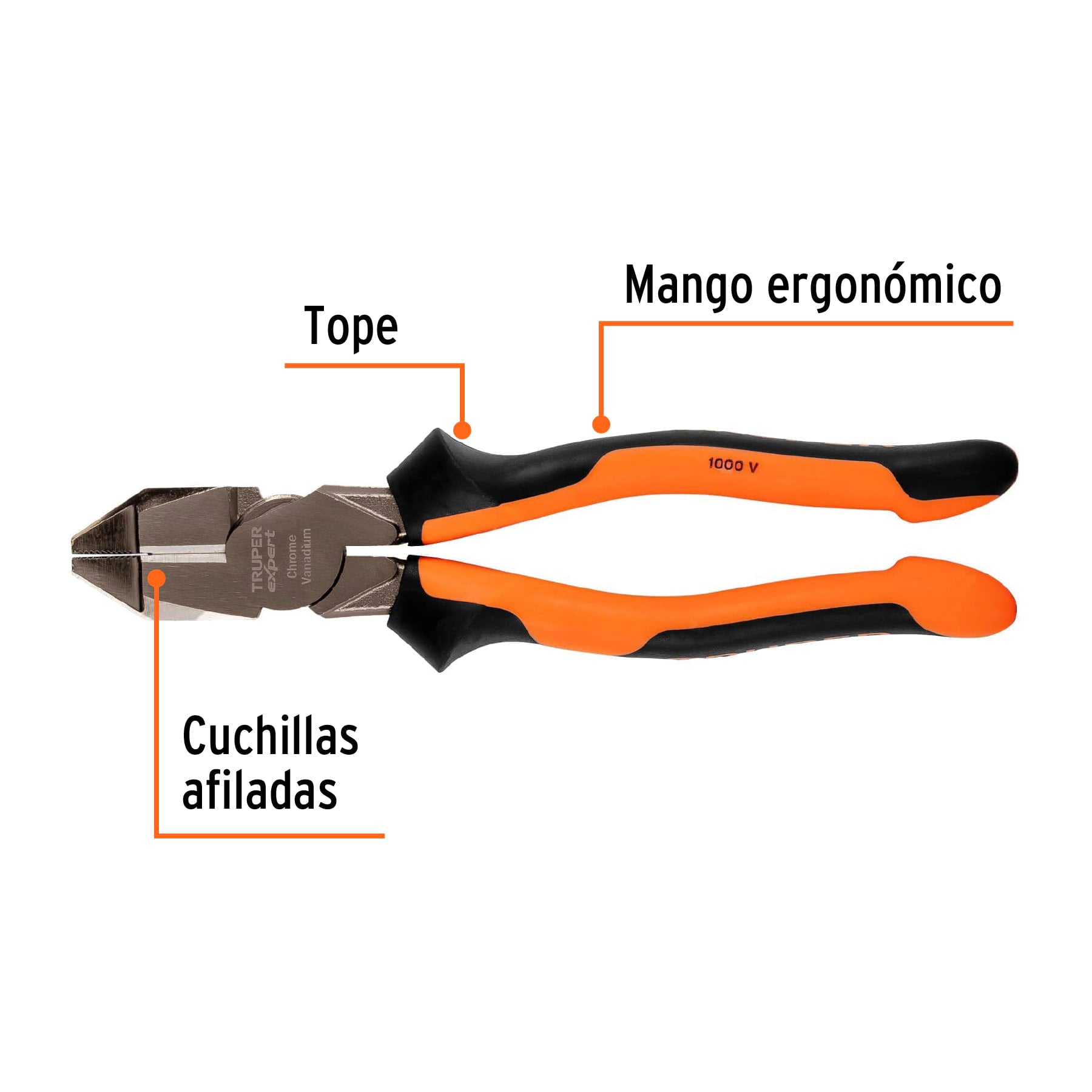 Pinza electricista 9" uso rudo, alta palanca, Comfort Grip