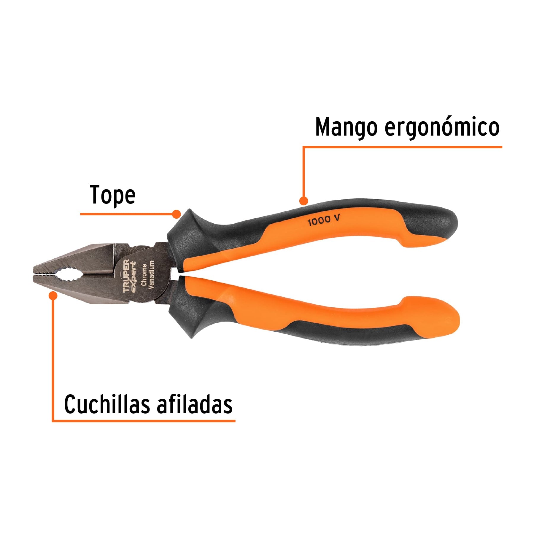 Pinza para electricista 6" alta palanca, Comfort Grip,Expert