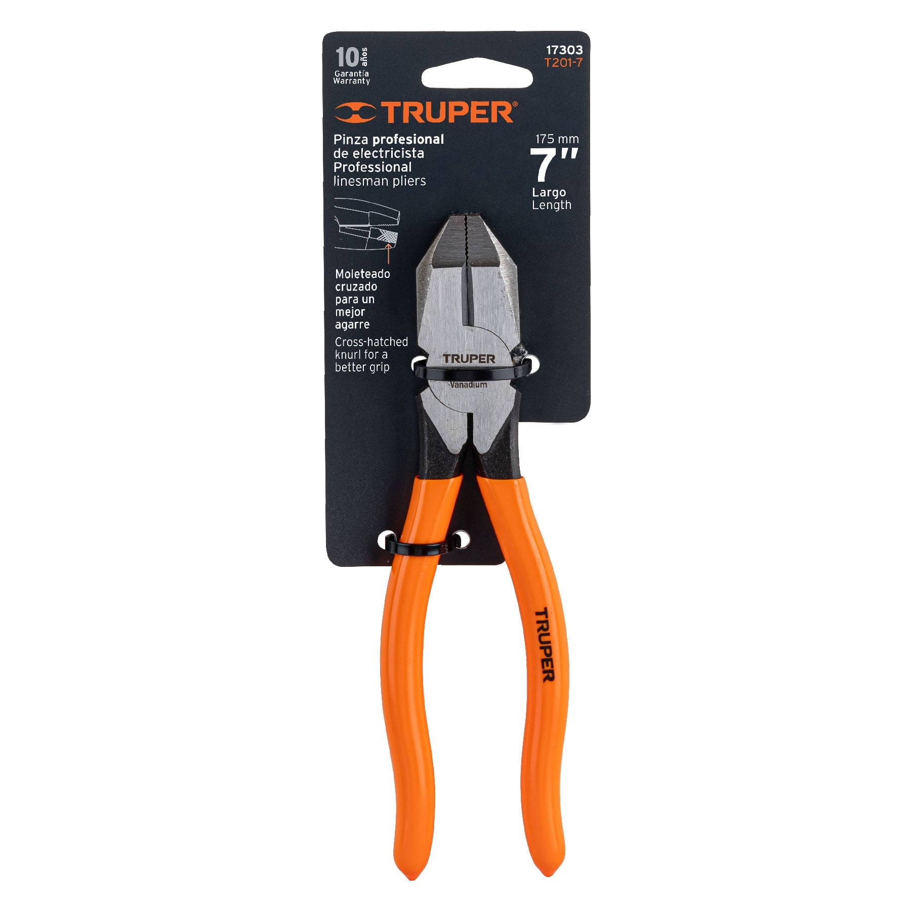 Pinza para electricista 7" uso rudo, mango PVC, Truper