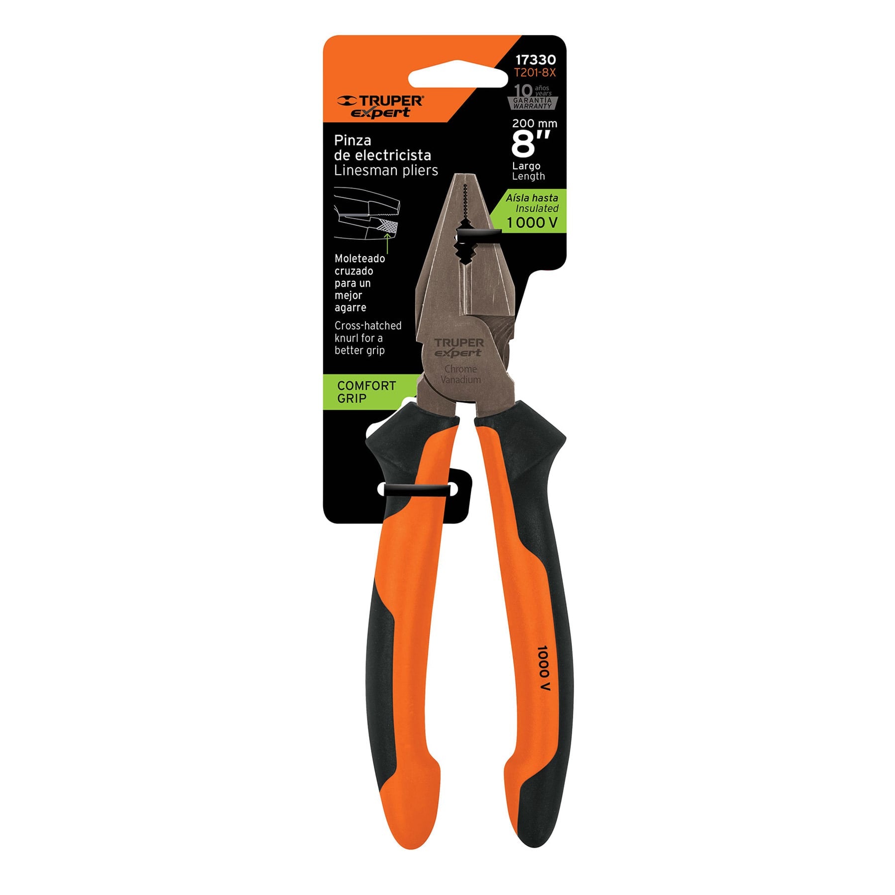 Pinza para electricista 8" alta palanca,Comfort Grip,Expert