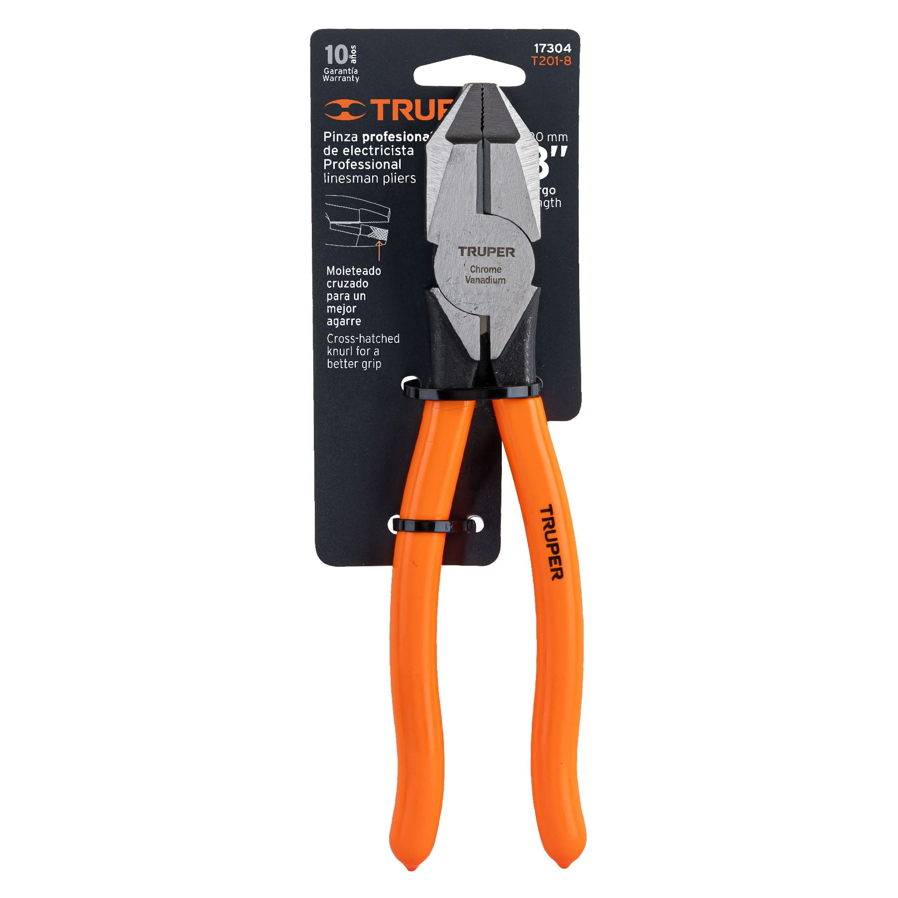 Pinza para electricista 8" cabeza cuadrada mango PVC,  Truper