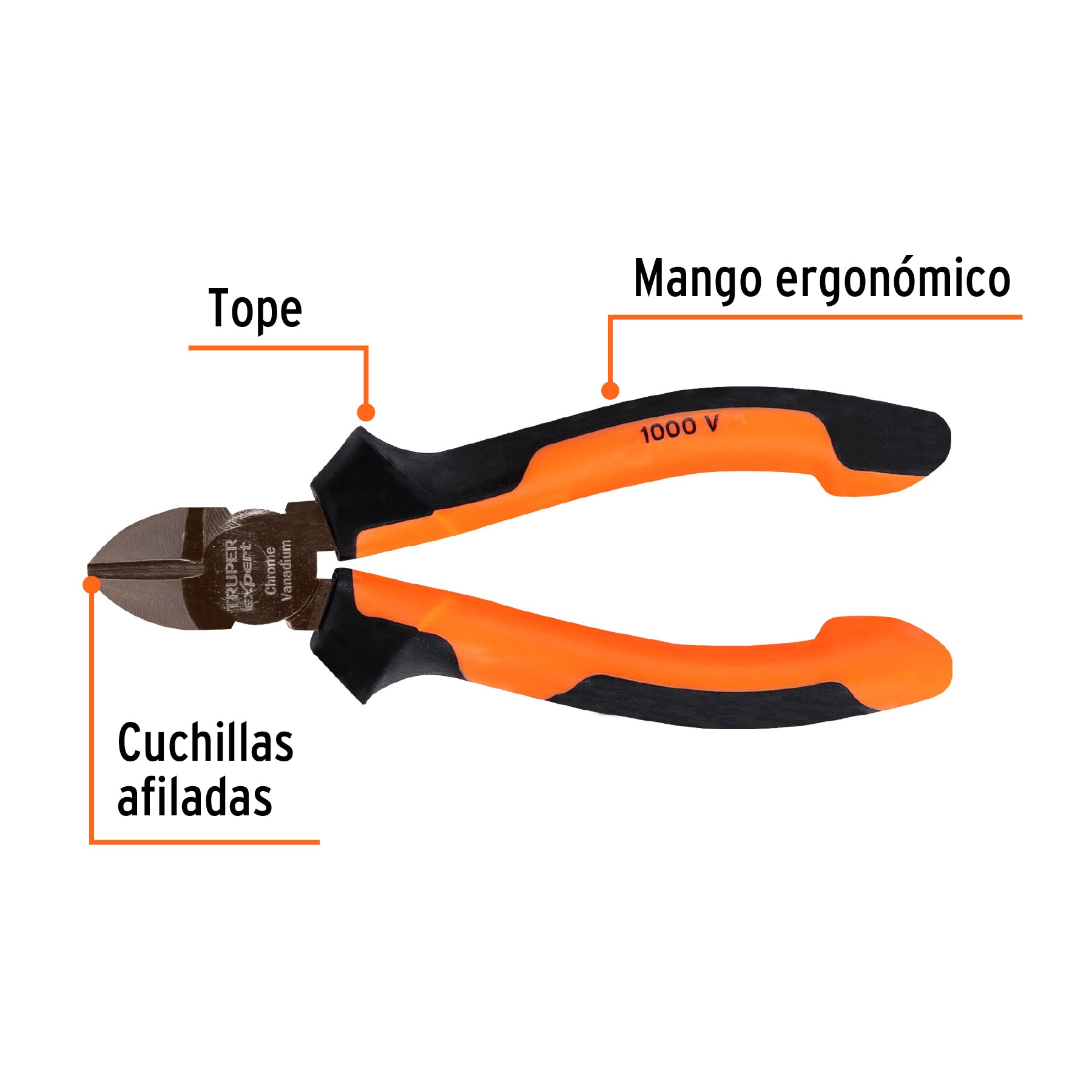 Pinza corte diagonal 5" alta palanca, Comfort Grip, Expert