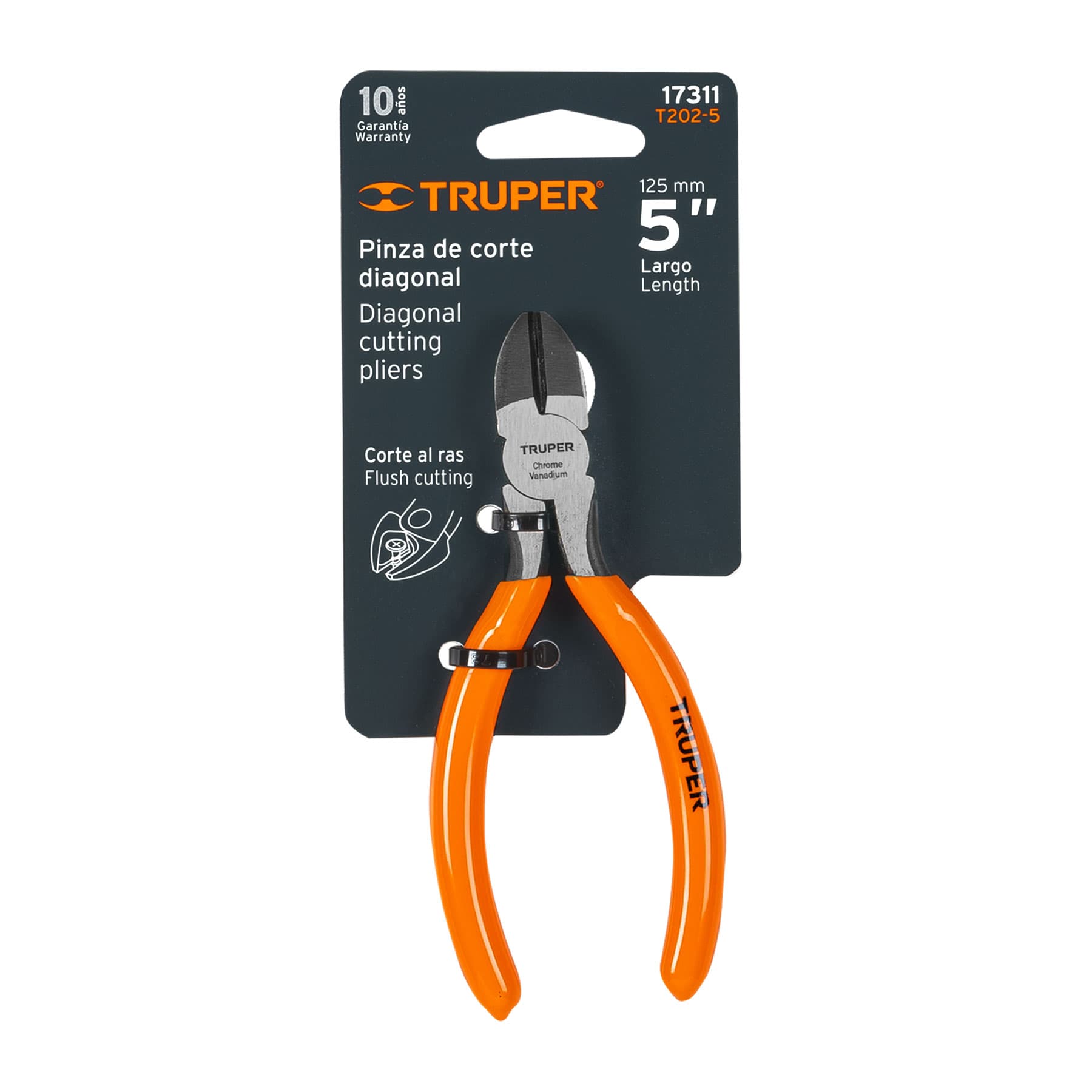 Pinza de corte diagonal 5" mango de PVC, Truper