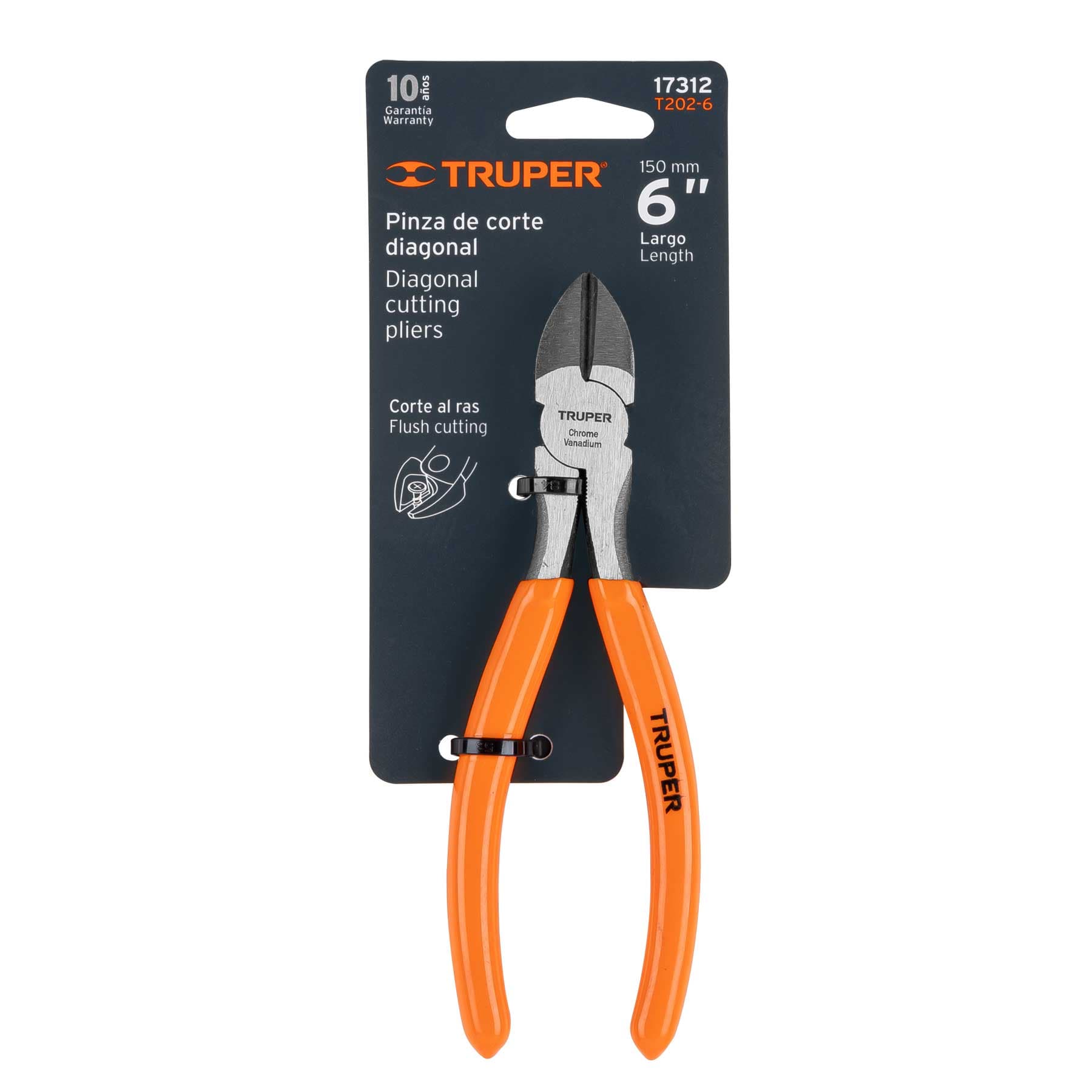 Pinza de corte diagonal 6" mango de PVC, Truper