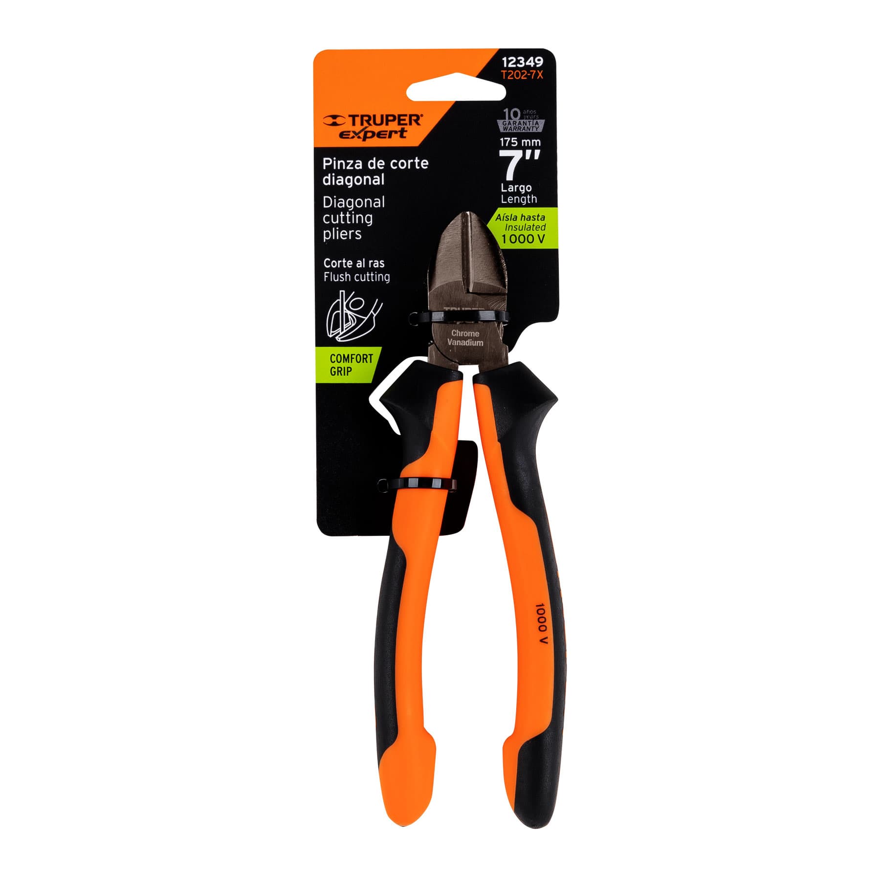 Pinza corte diagonal 7" alta palanca, Comfort Grip, Expert