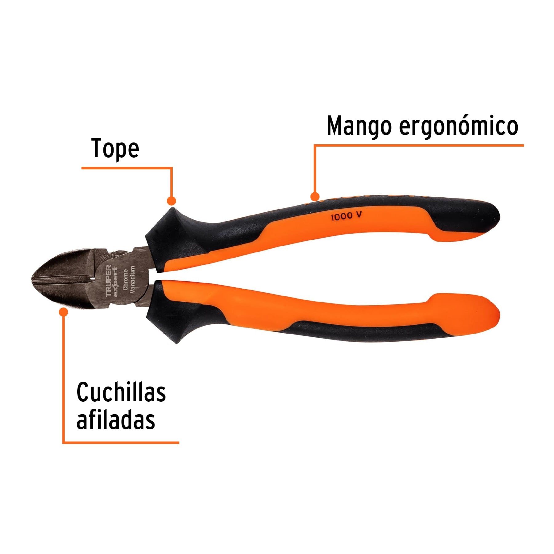 Pinza corte diagonal 7" alta palanca, Comfort Grip, Expert