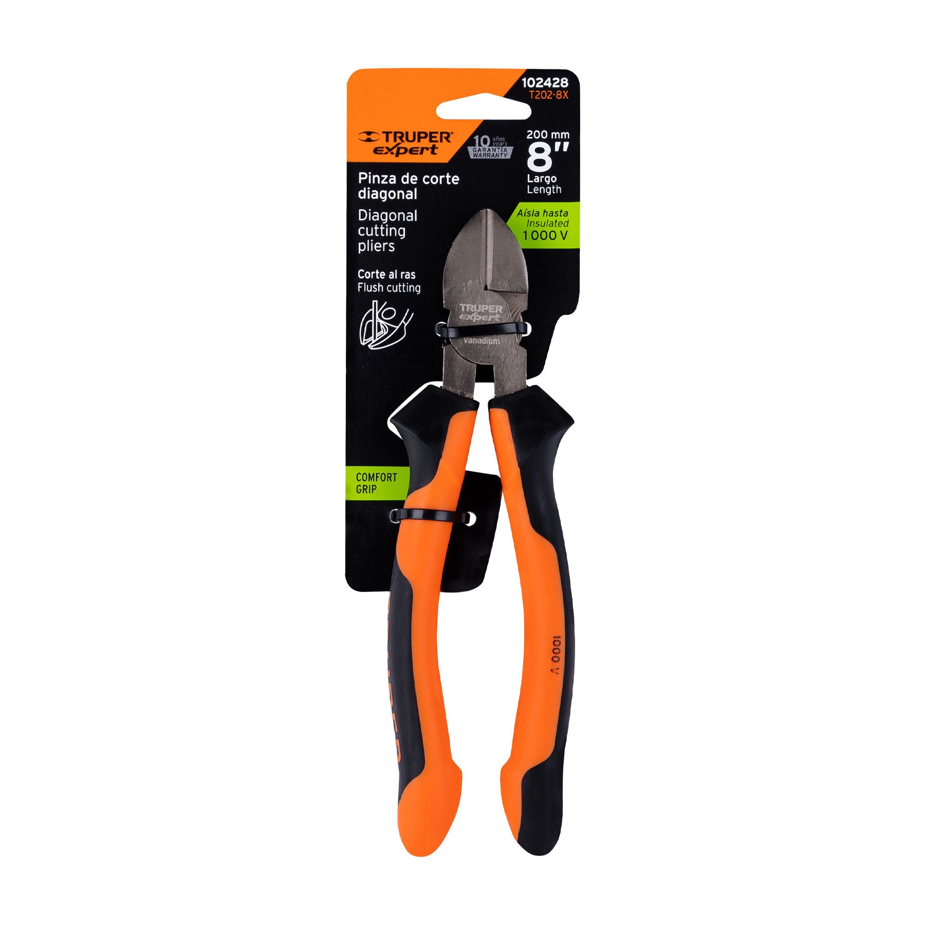 Pinza corte diagonal 8" alta palanca, Comfort Grip, Expert