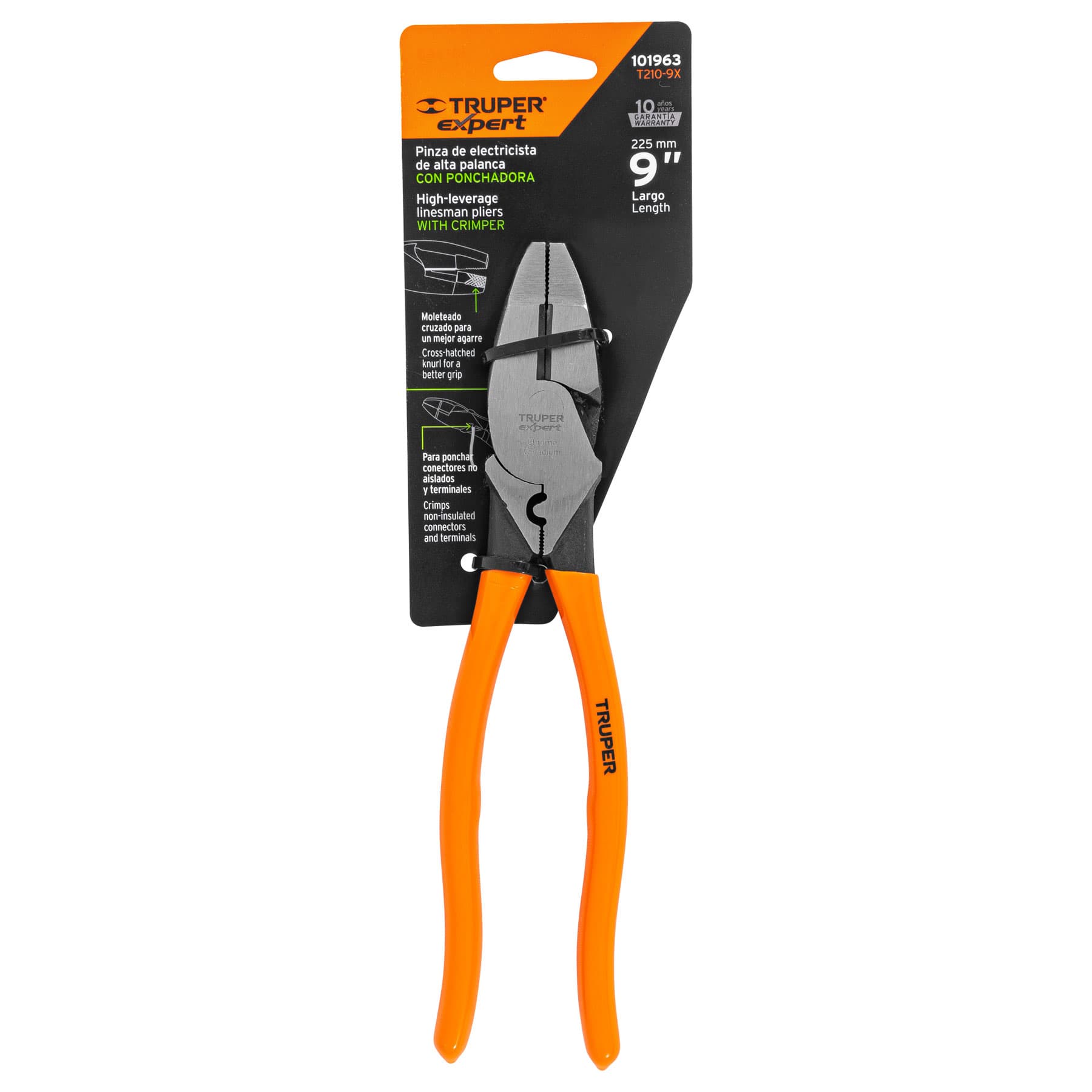 Pinza para electricista 9" con ponchador de terminales, Expert