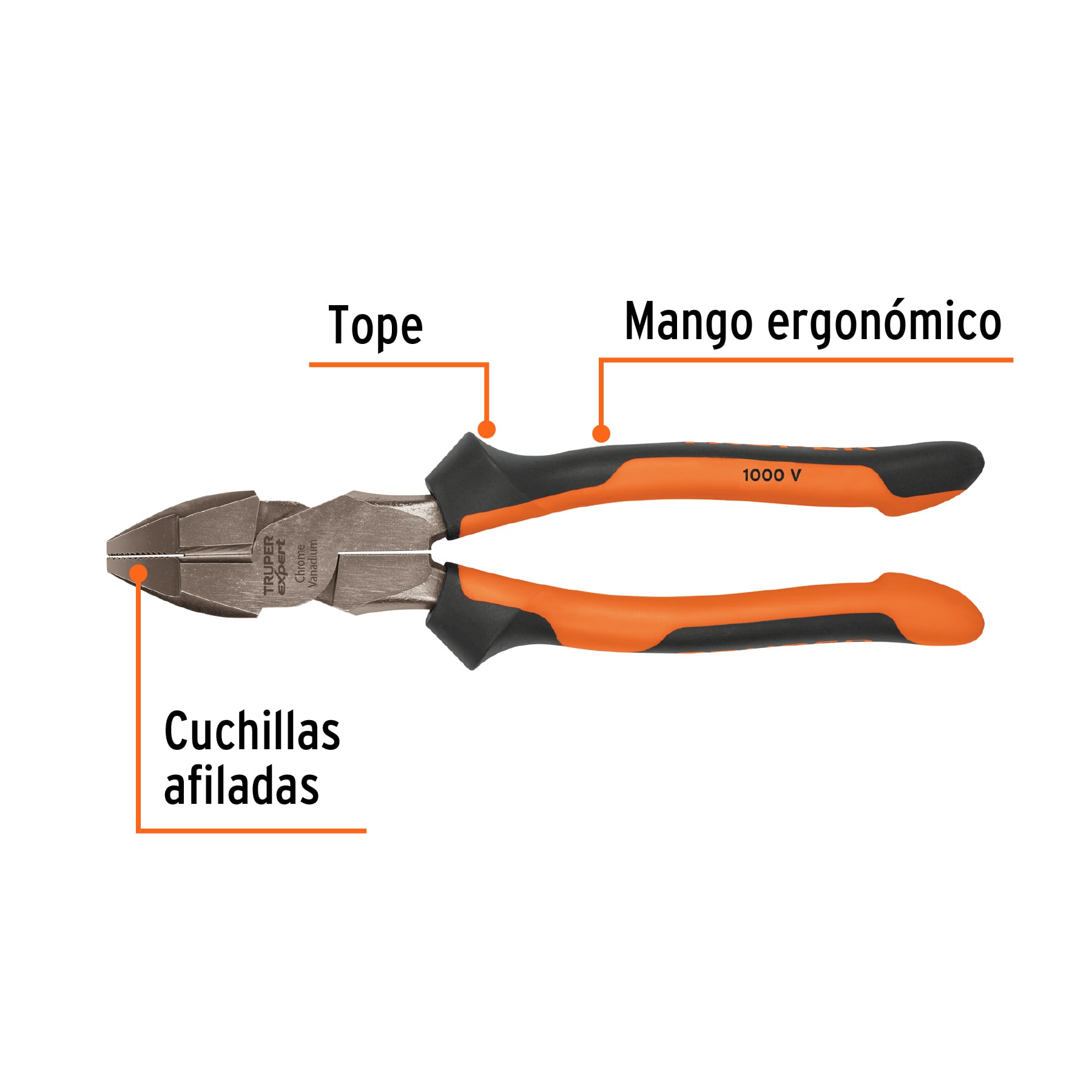 Pinza para electricista 9" alta palanca mango Comfort Grip