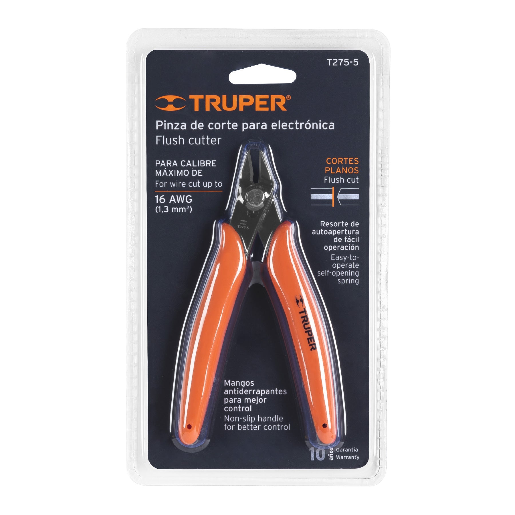 Pinza 5" de corte para electrónica, Truper