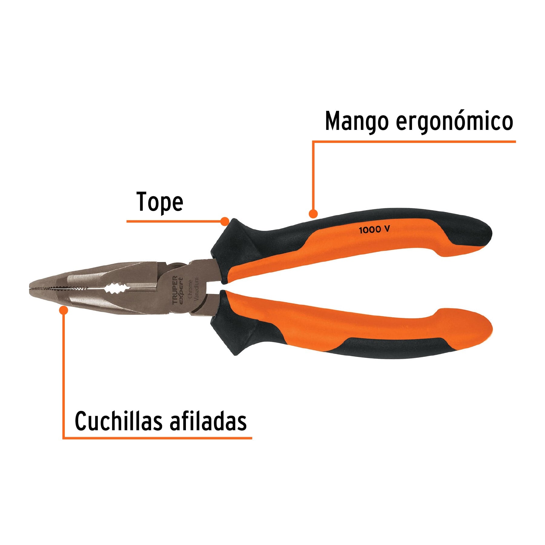 Pinza punta curva 6" mango Comfort Grip, Truper Expert