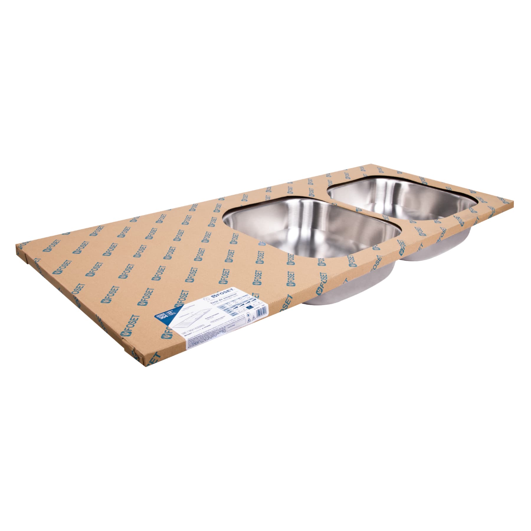 Tarja de empotrar 120 x 50 cm doble tina derecha, Foset