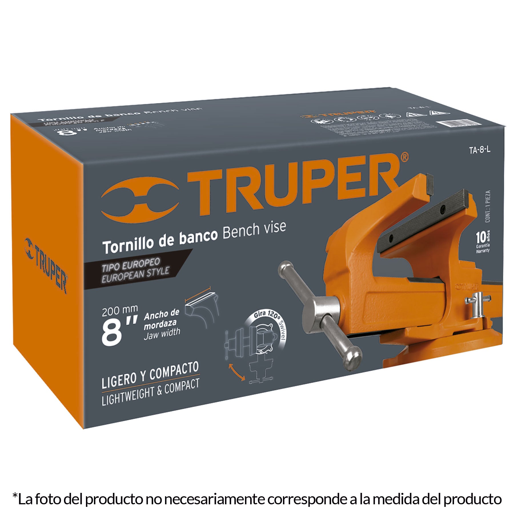 Tornillo de banco 4" tipo europeo de hierro nodular, Truper