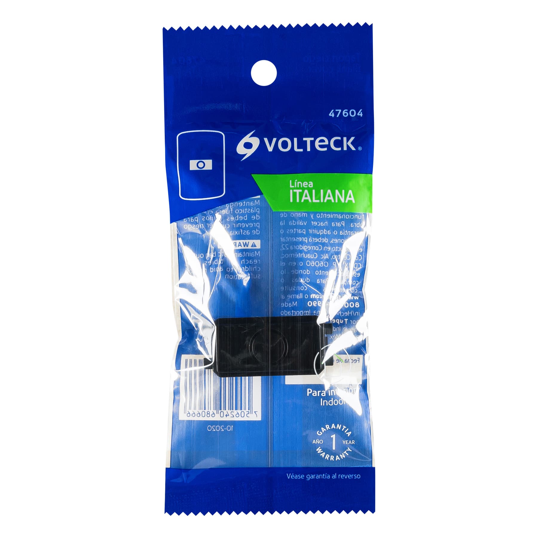 módeloulo (tapón) ciego, línea Italiana, color negro, Volteck