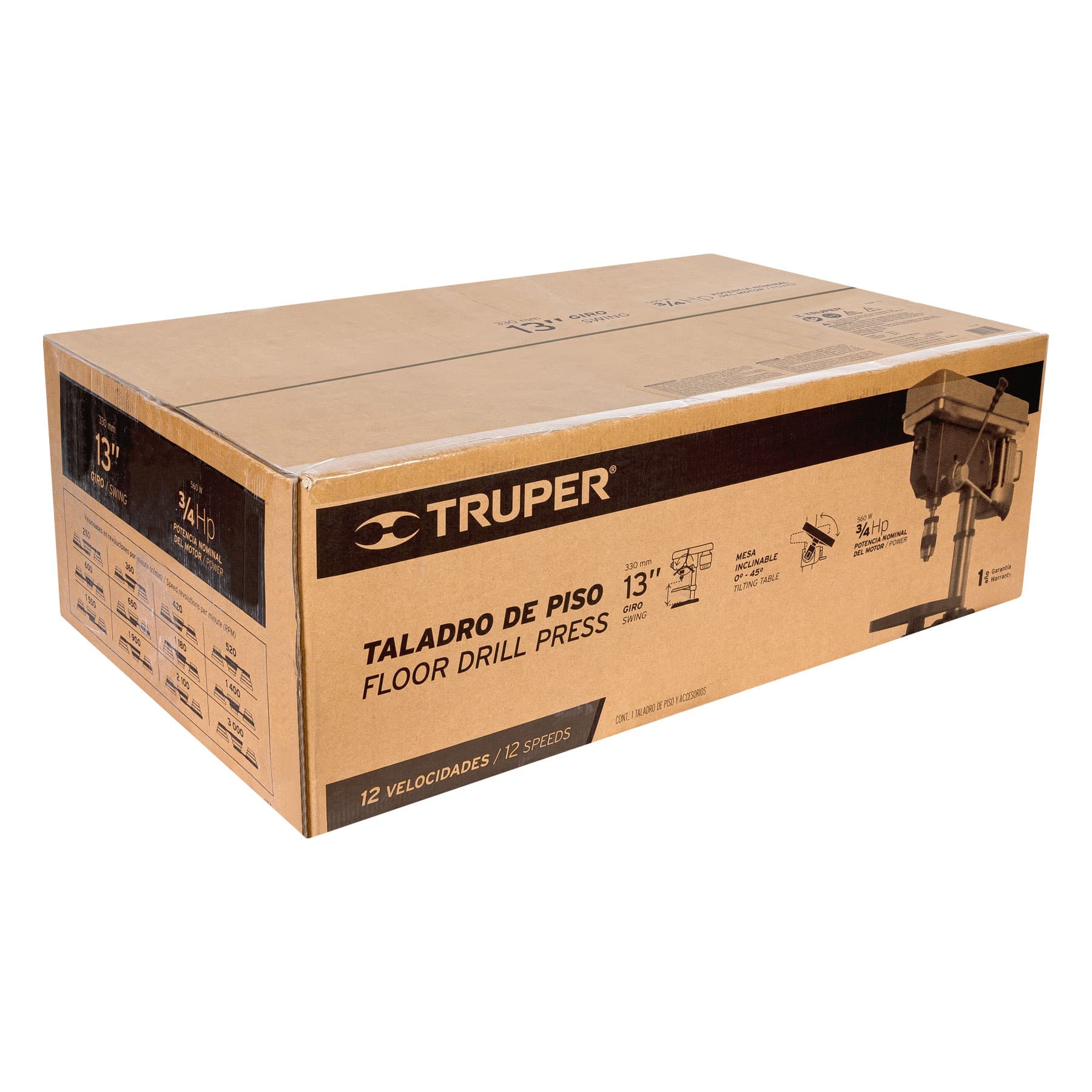 Taladro de piso 13", 3/4 HP (560 W), broquero 5/8", Truper