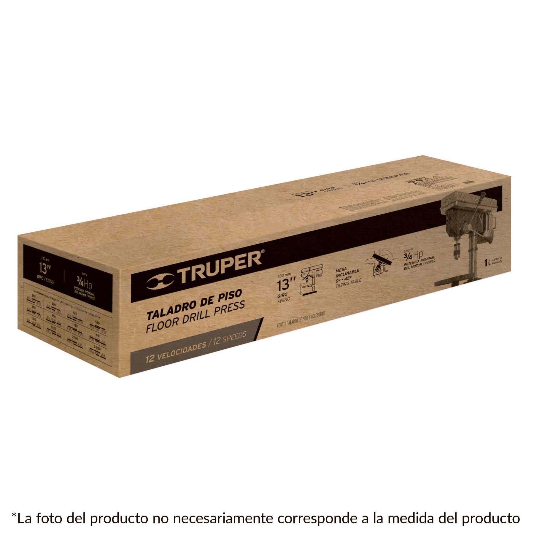 Taladro de piso 17", 1-1/2 HP (1200 W), broquero 5/8",Truper