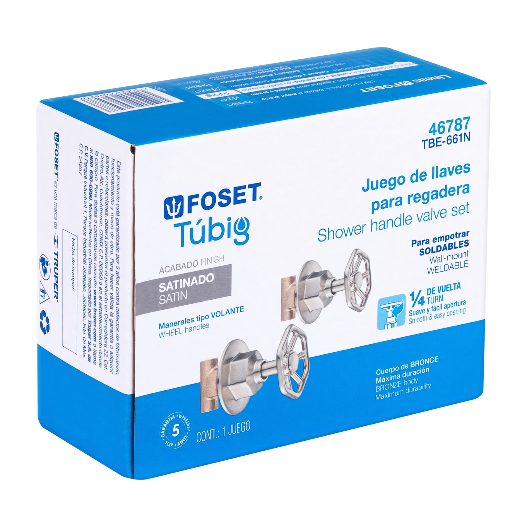 Juego llaves empotrar soldables, volante satín, Túbig