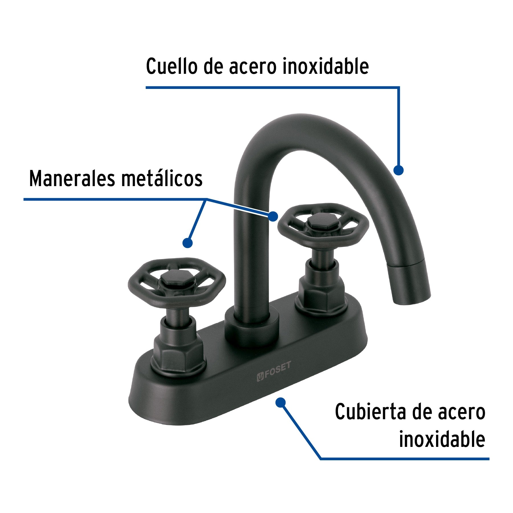 Mezcladora para lavabo,bar,manerales redondos,negro mate,Tubig