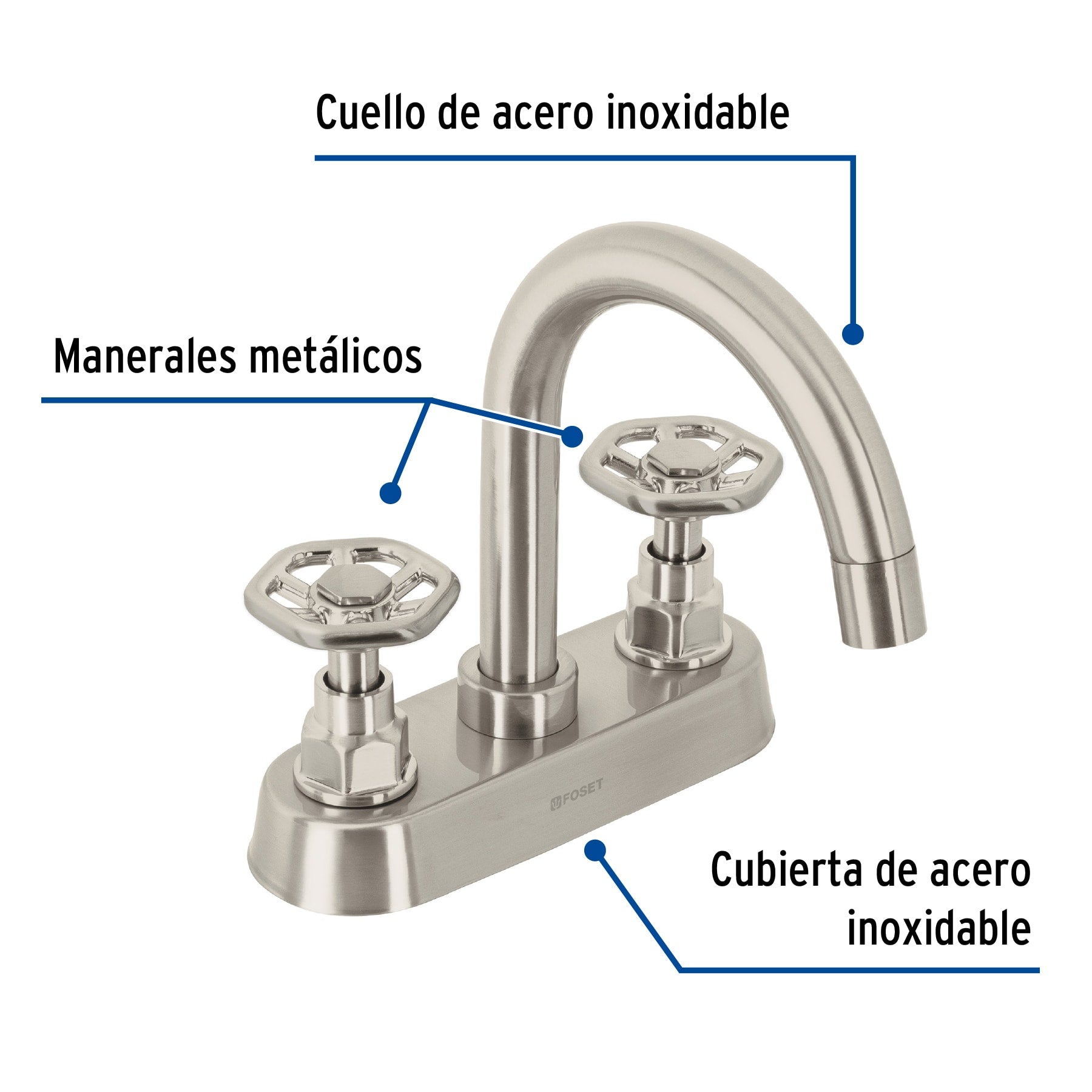 Mezcladora para lavabo, bar, manerales redondos, satín, Tubig