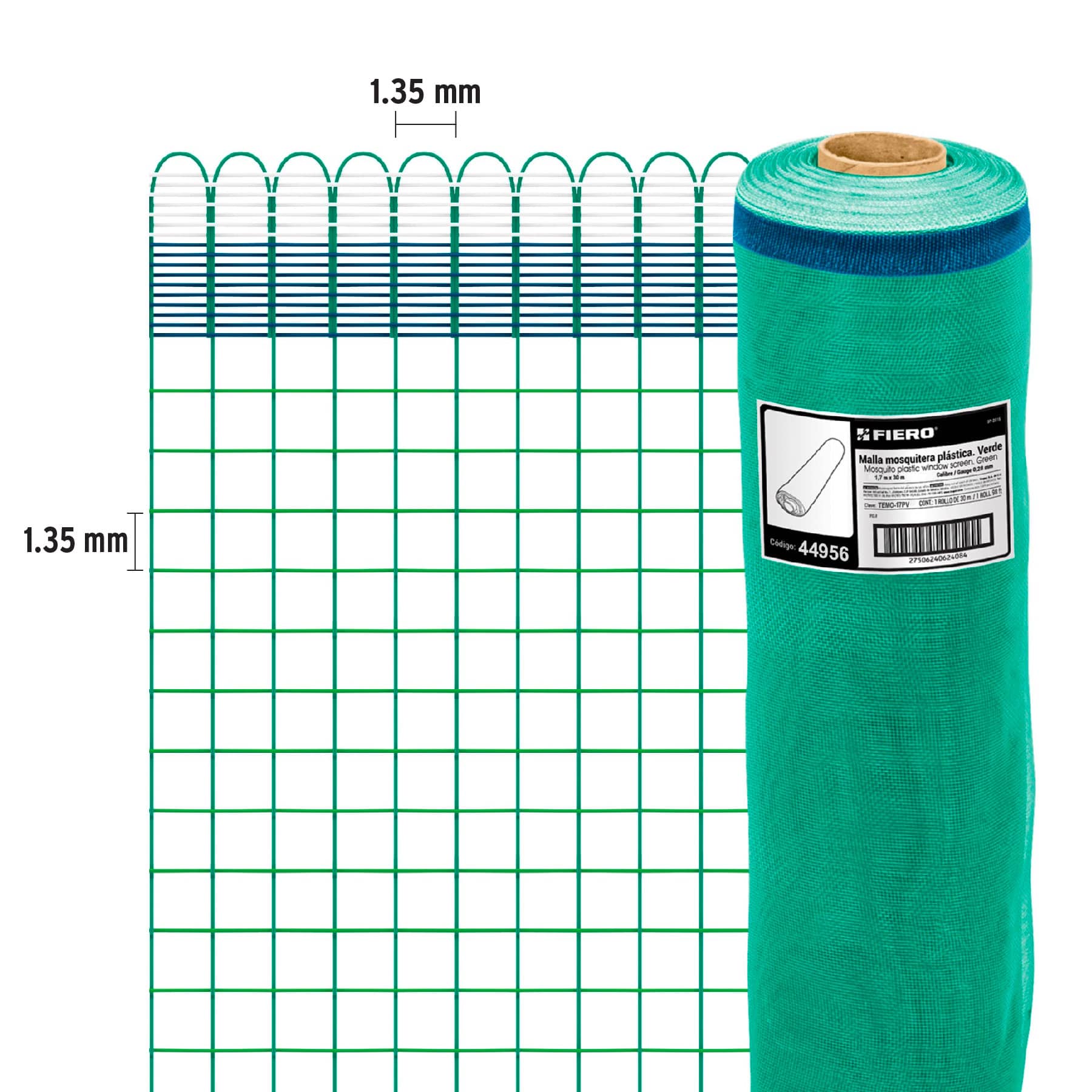 Rollo de 30 m x 1.7 m de malla mosquitera plástica verde