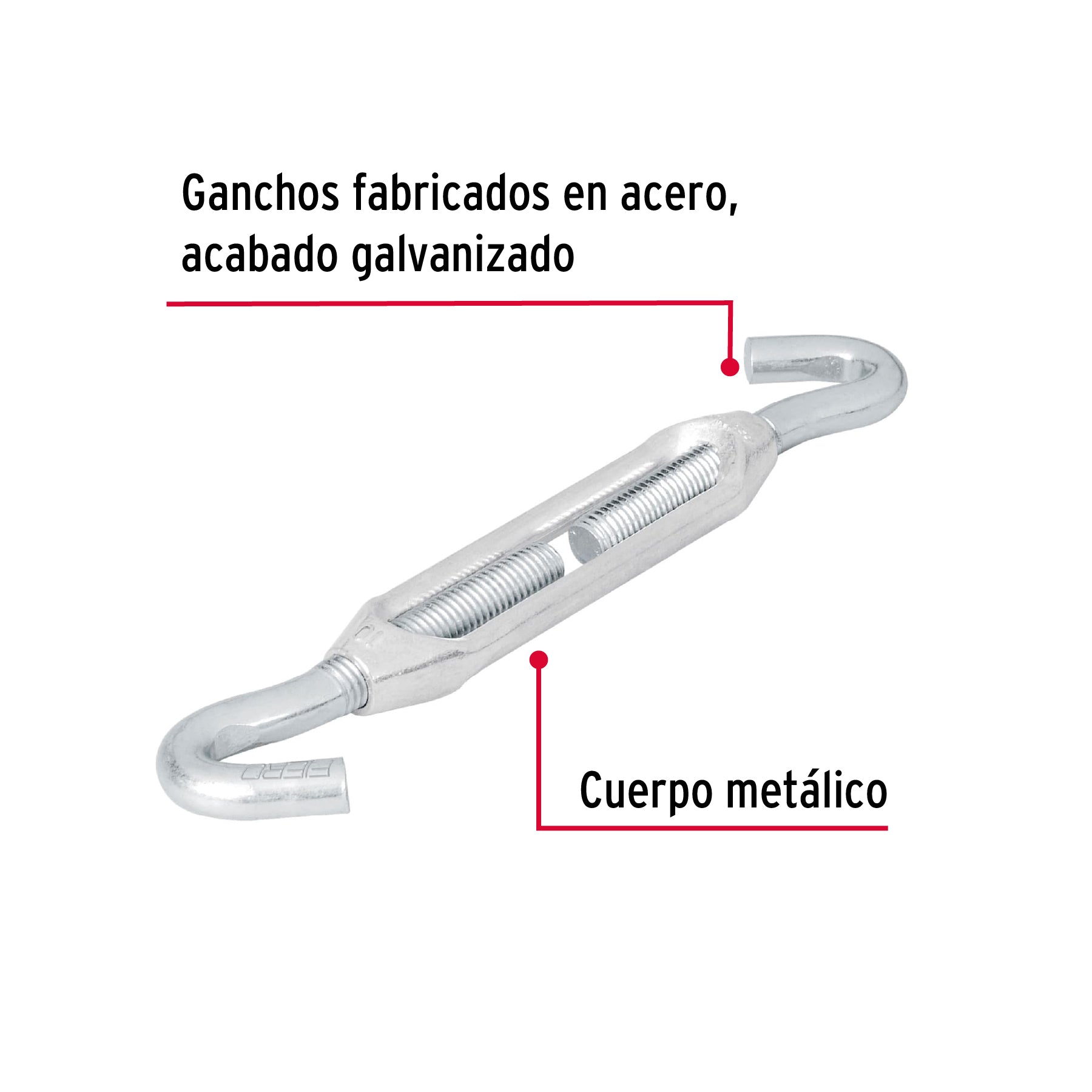 Tensor zinc 3/8" gancho-gancho, Fiero