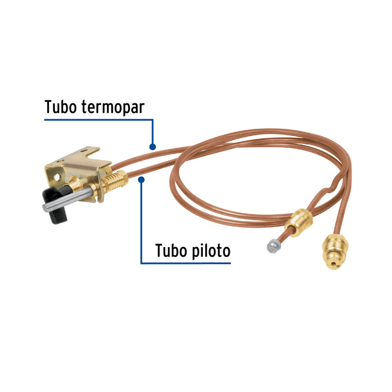 Termopar con piloto,  tubo de cobre,  60 cm,  Foset