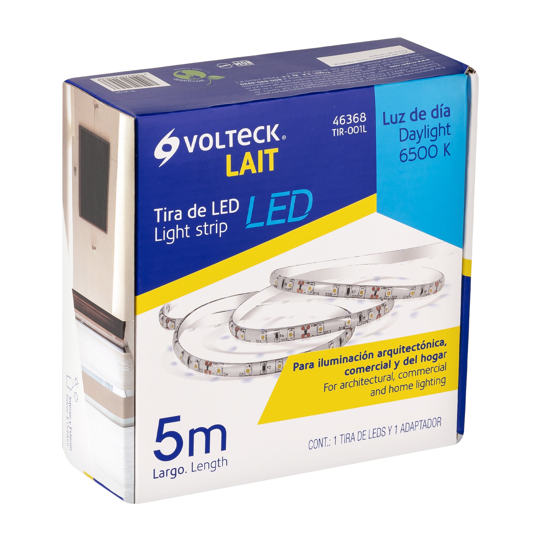 Tira de LED de 5 m 18 W para interior y exterior luz de día