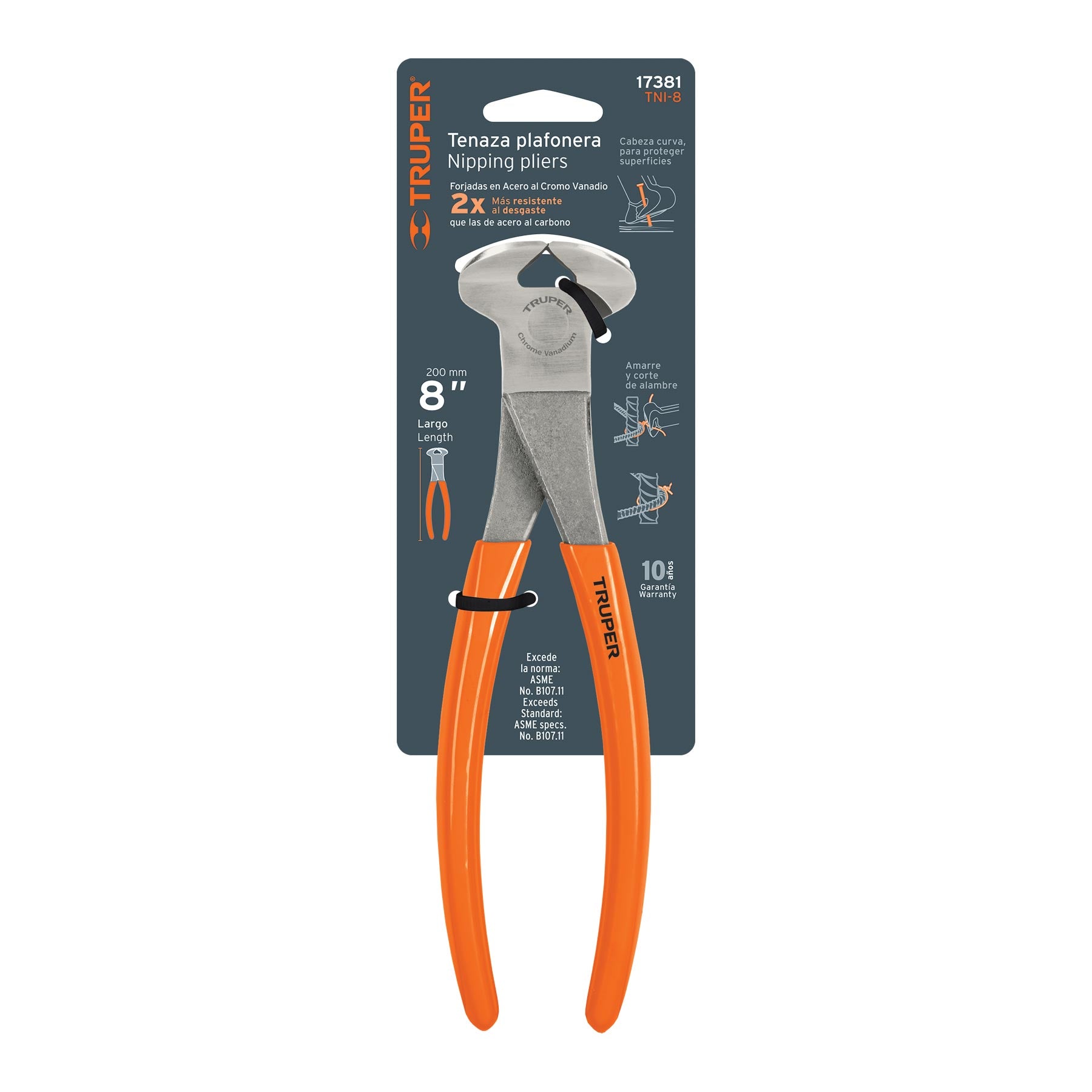 Tenaza plafonera industrial 8", Truper