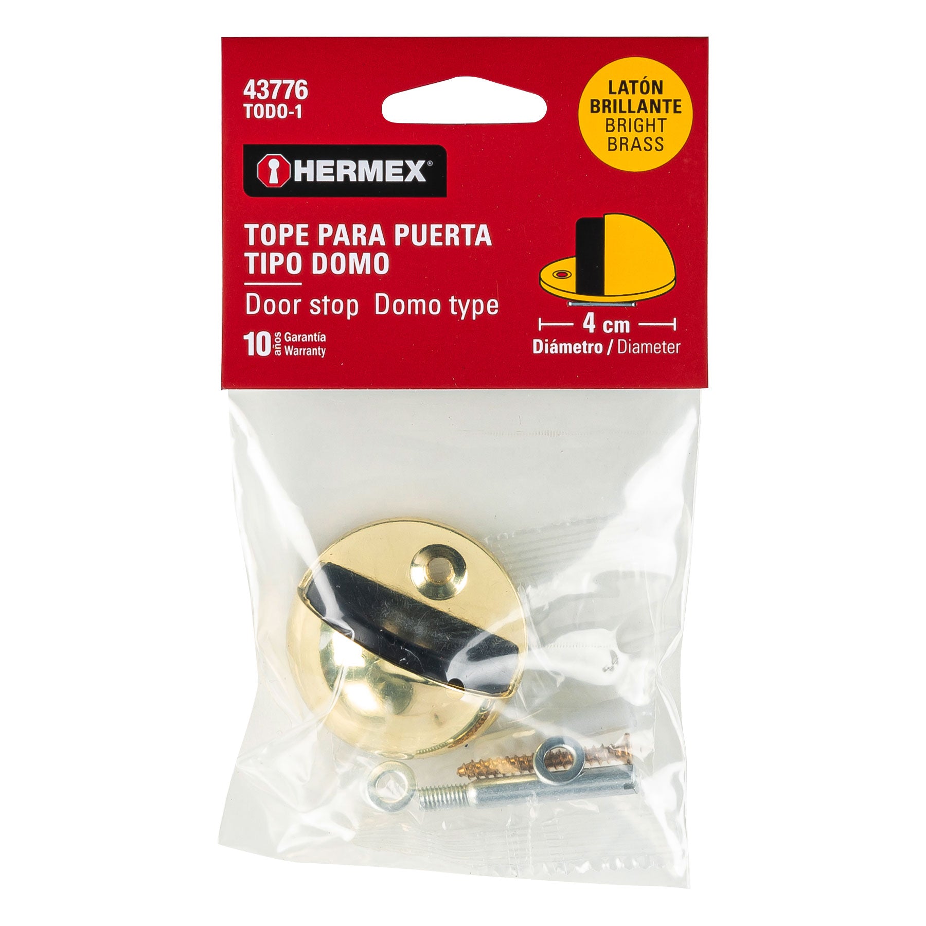 Tope tipo domo para puerta, acabado latón, Hermex