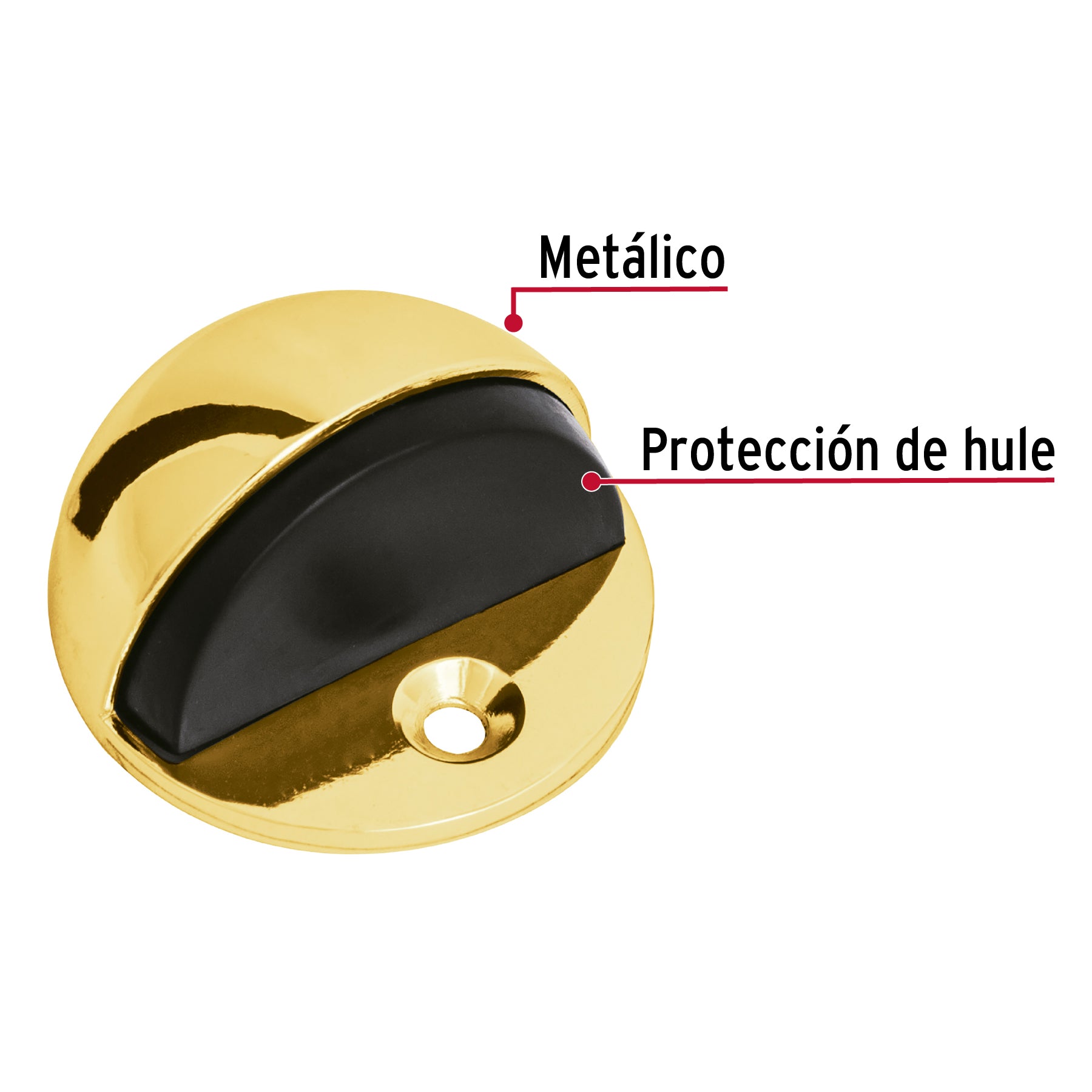 Tope tipo domo para puerta, acabado latón, Hermex